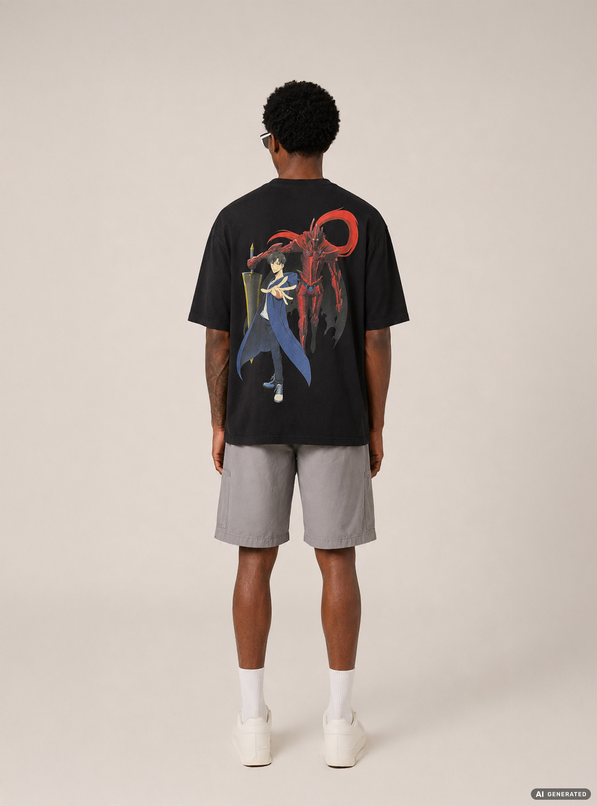Licenza solo leveling t-shirt  boxy fit, BK1 BLACK