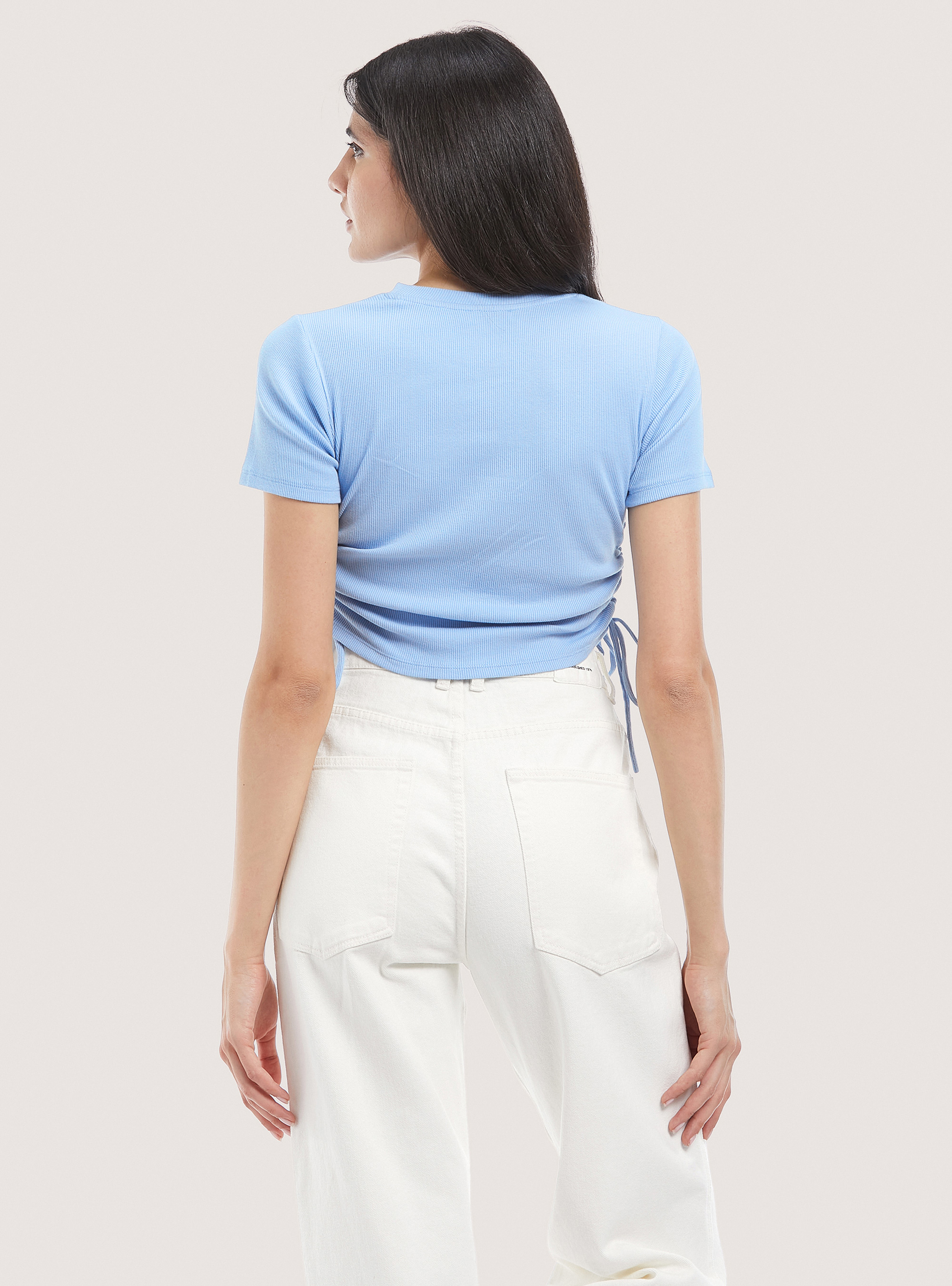 T-shirt with adjustable drawstring, C2285 AZZURRO