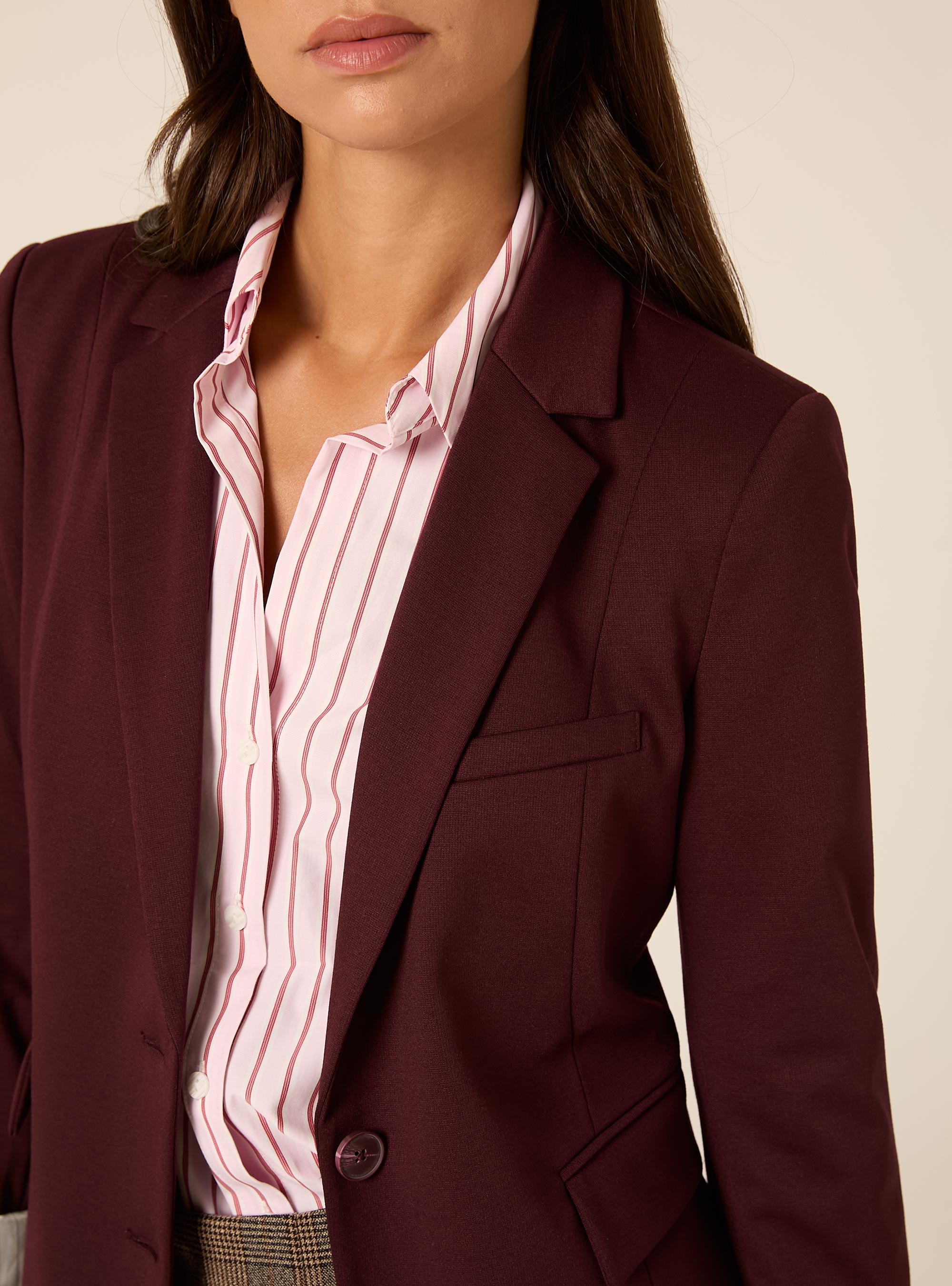 Blazer droit structure a revers, BO1 BORDEAUX DARK