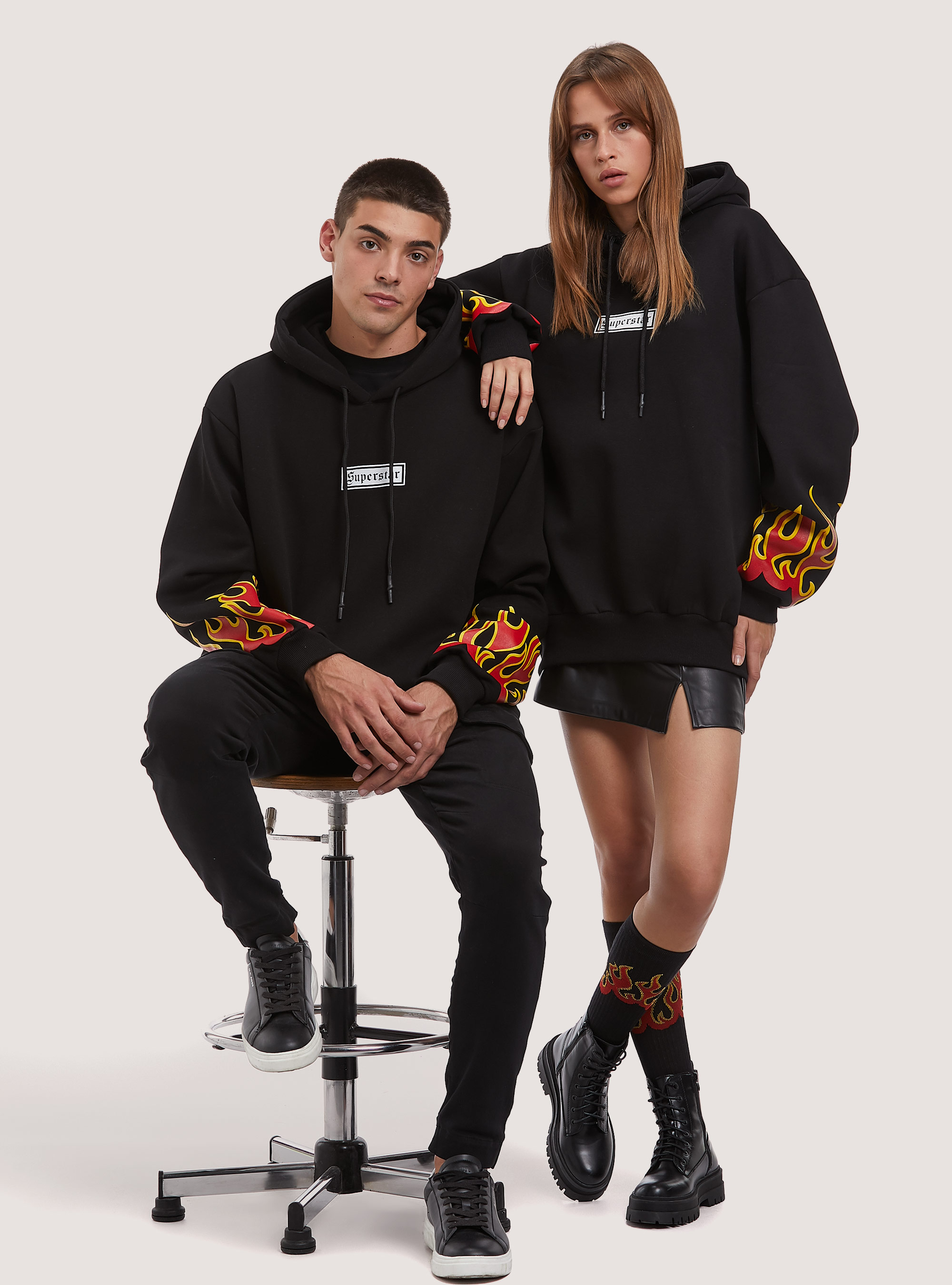 Sweatshirt with Flames Collection print