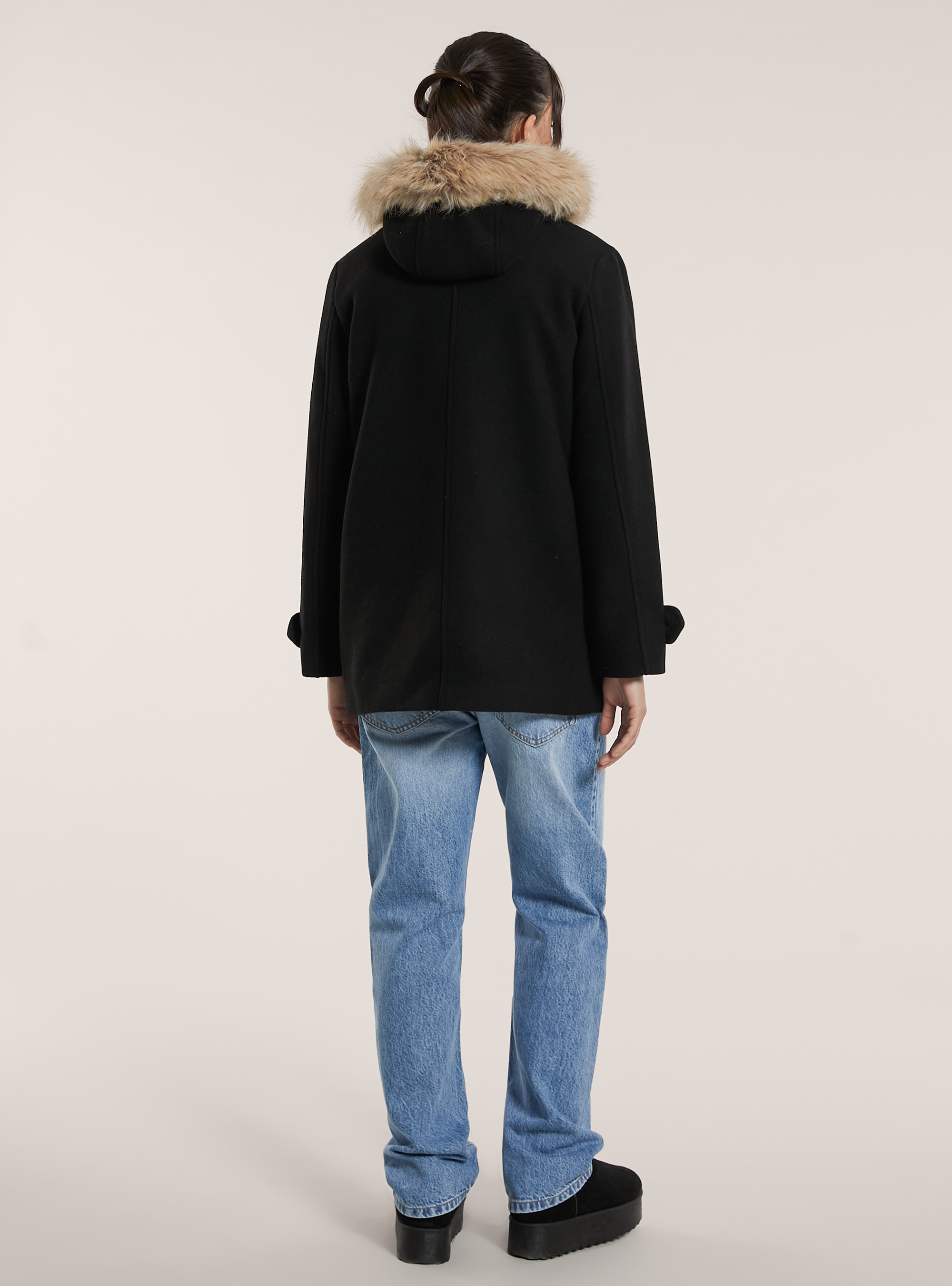 Cappotto corto con cappuccio, BK1 BLACK