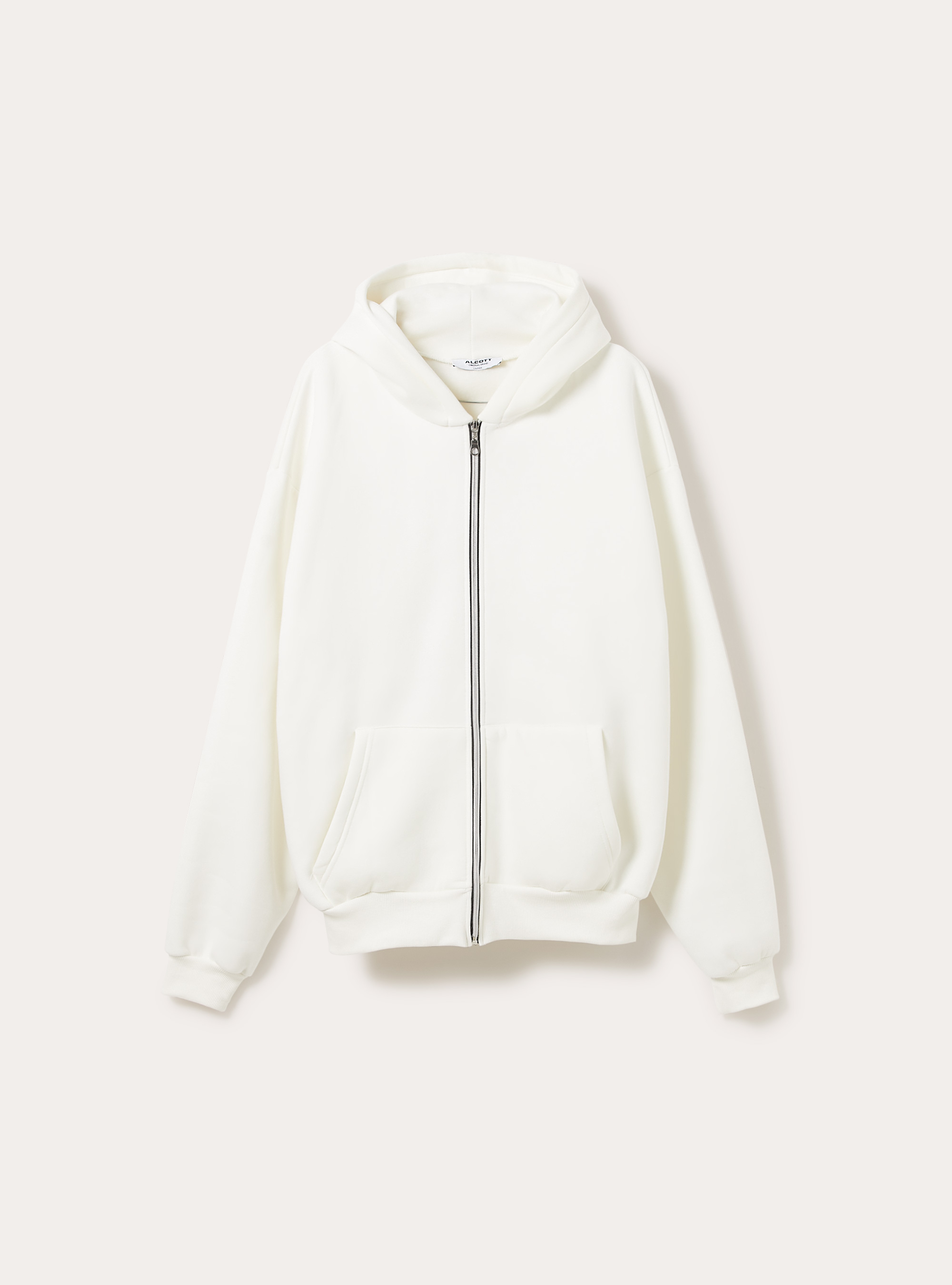 Boxy fit zip-up hoodie, WH1 OFF WHITE