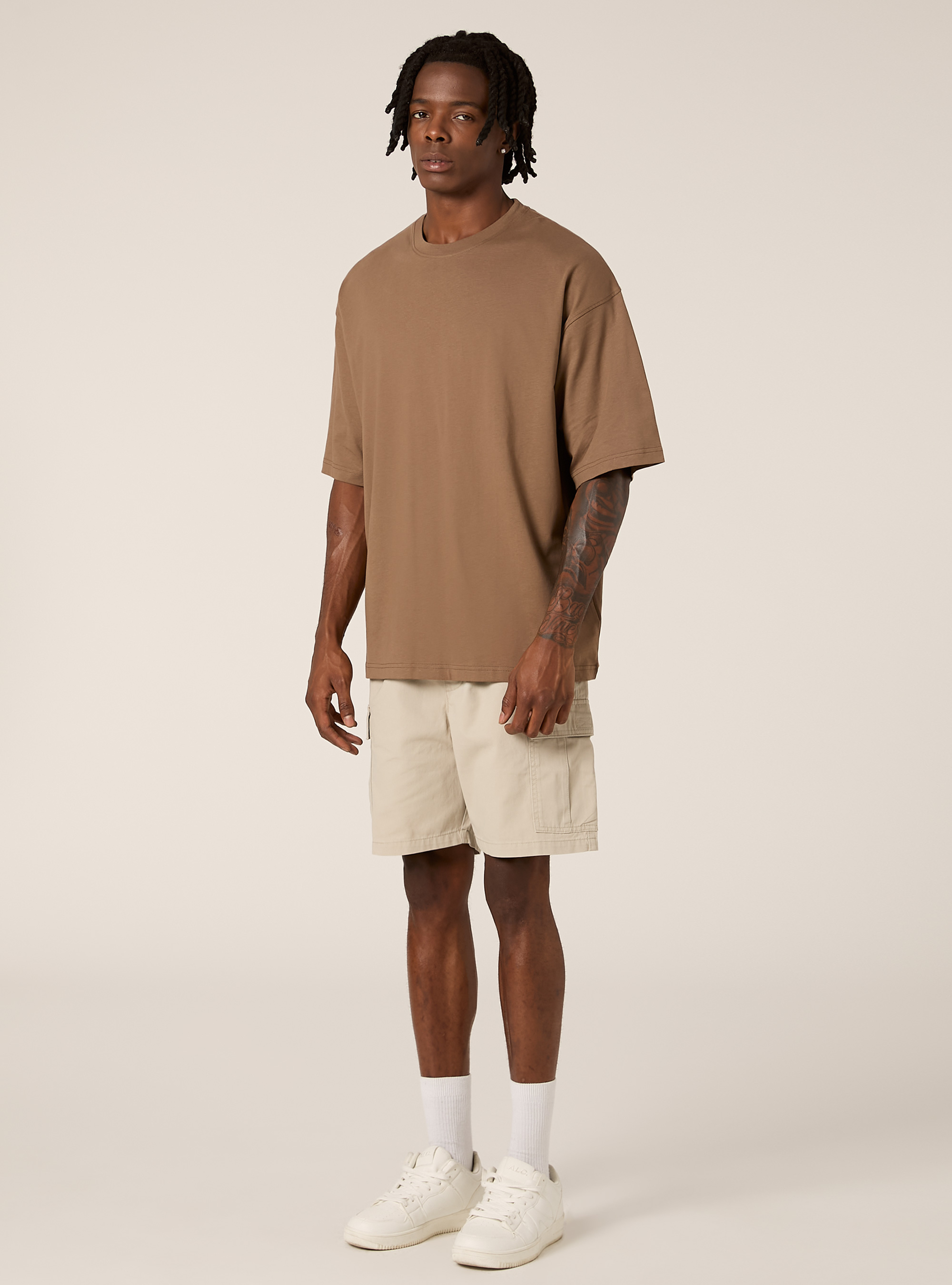 Tee-shirt &agrave; la coupe large, BR2 BROWN MEDIUM