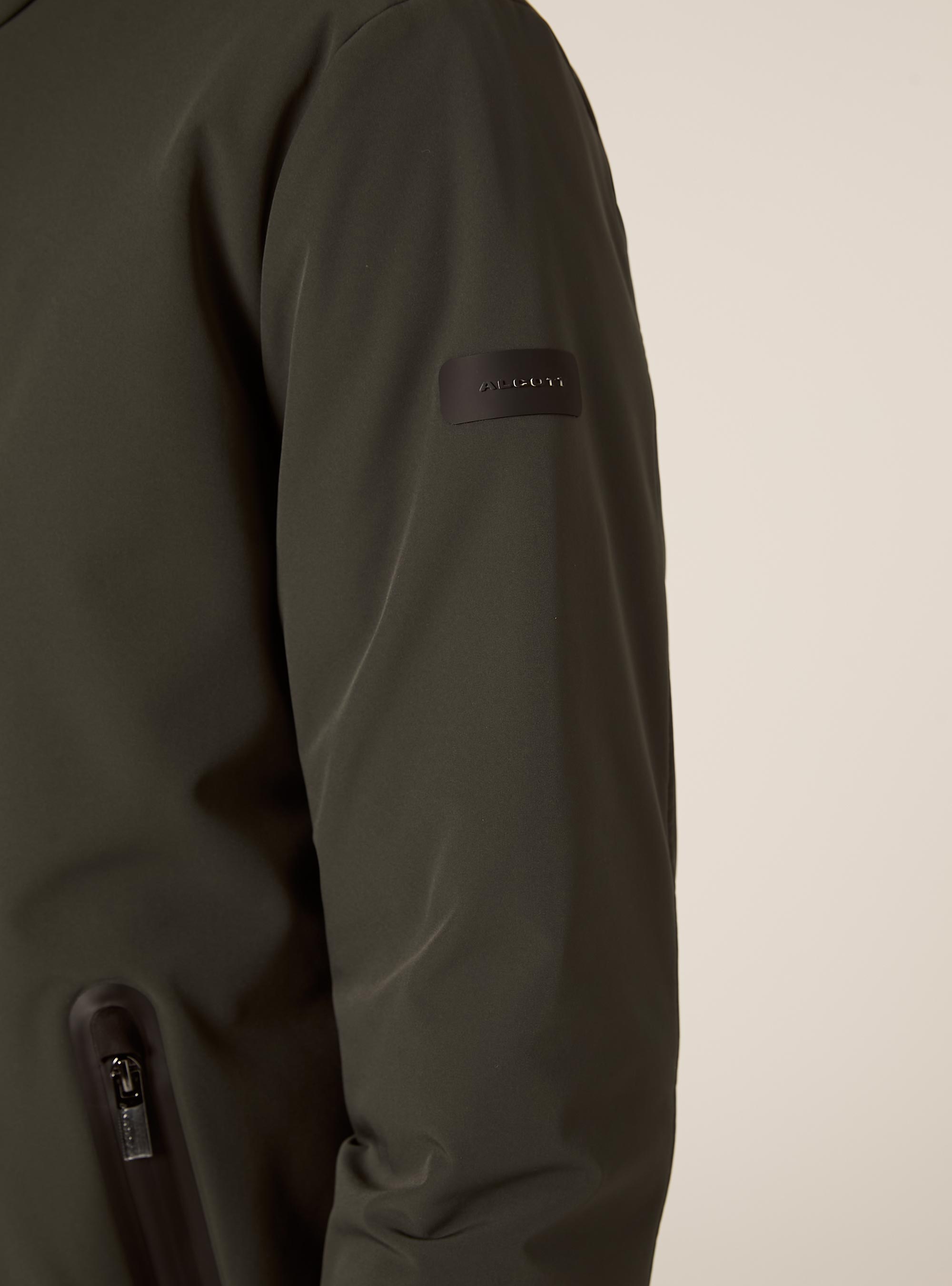 Giubbino con cappuccio e zip impermeabili lungo, KY1 KAKY DARK