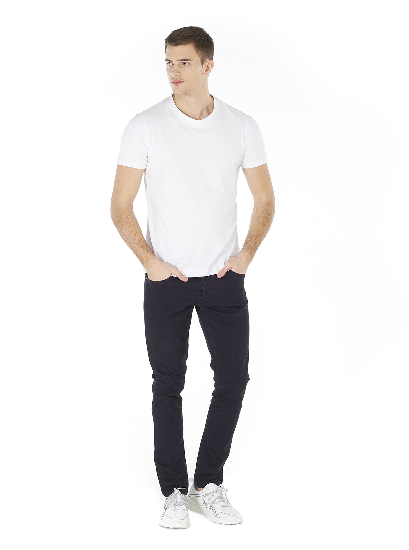 Pantaloni 5 tasche twill stretch, BLUE NAVY