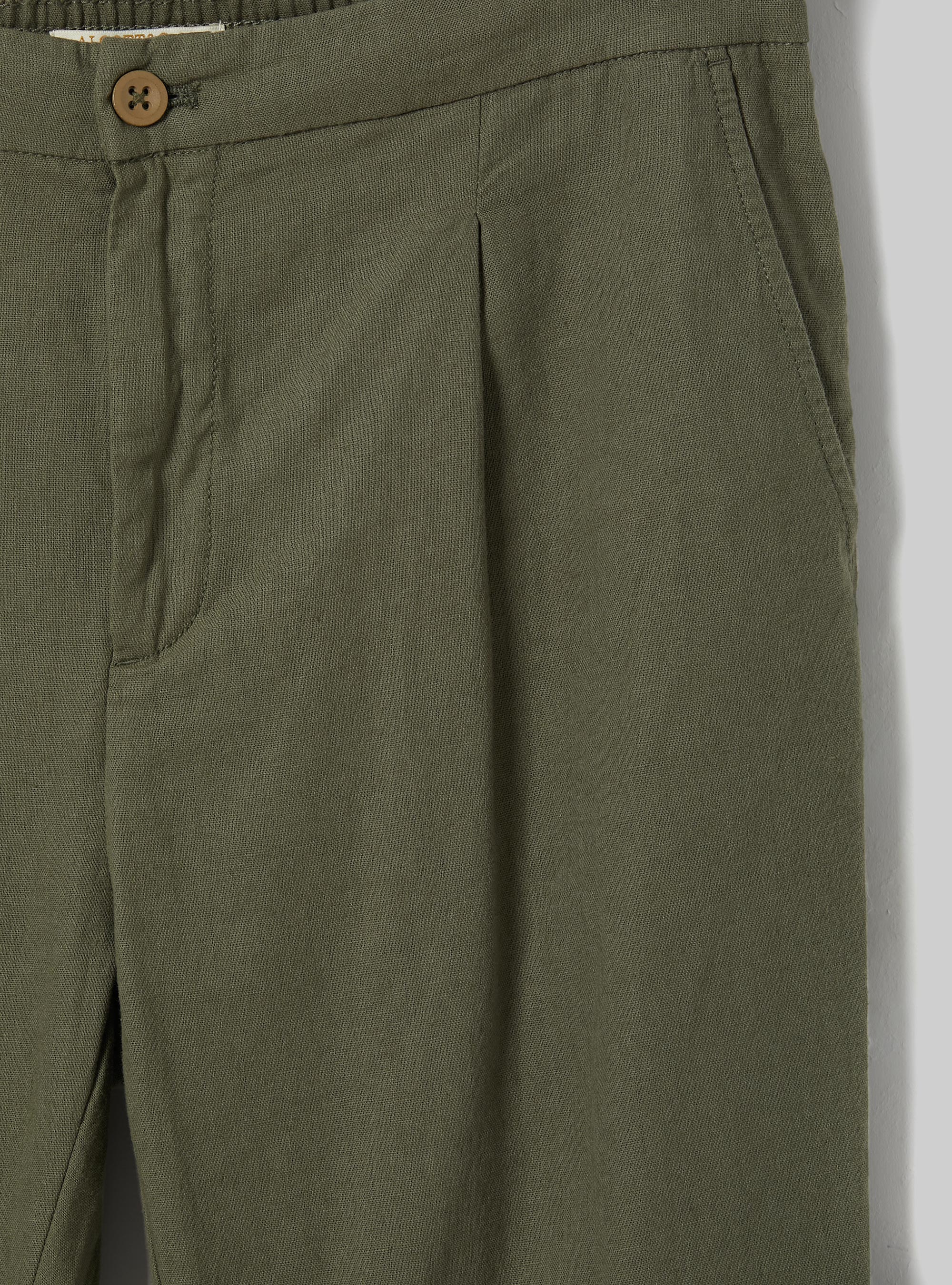 Pantalon en lin &agrave; plis, KY2 KAKY MEDIUM