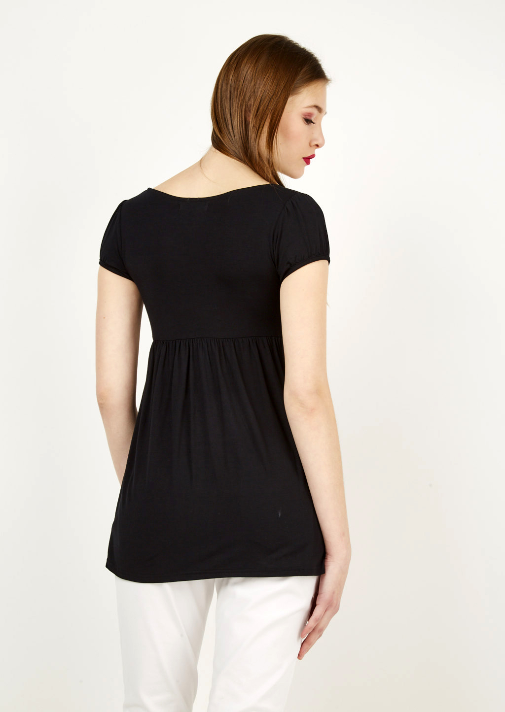 Vestito corto in vestibilità morbida con coulisse, C101 BLACK