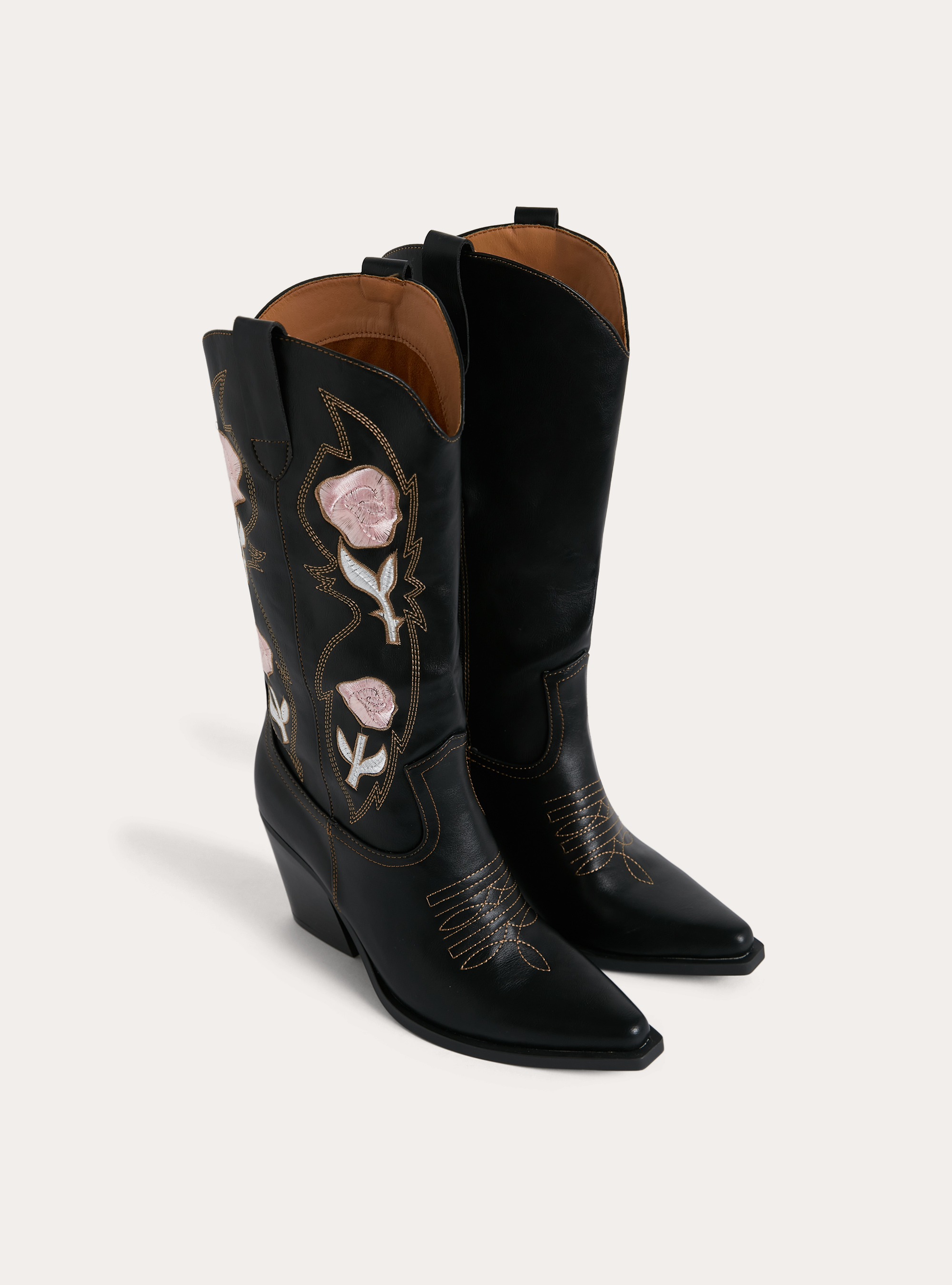 Stivali camperos con rose, BK1 BLACK