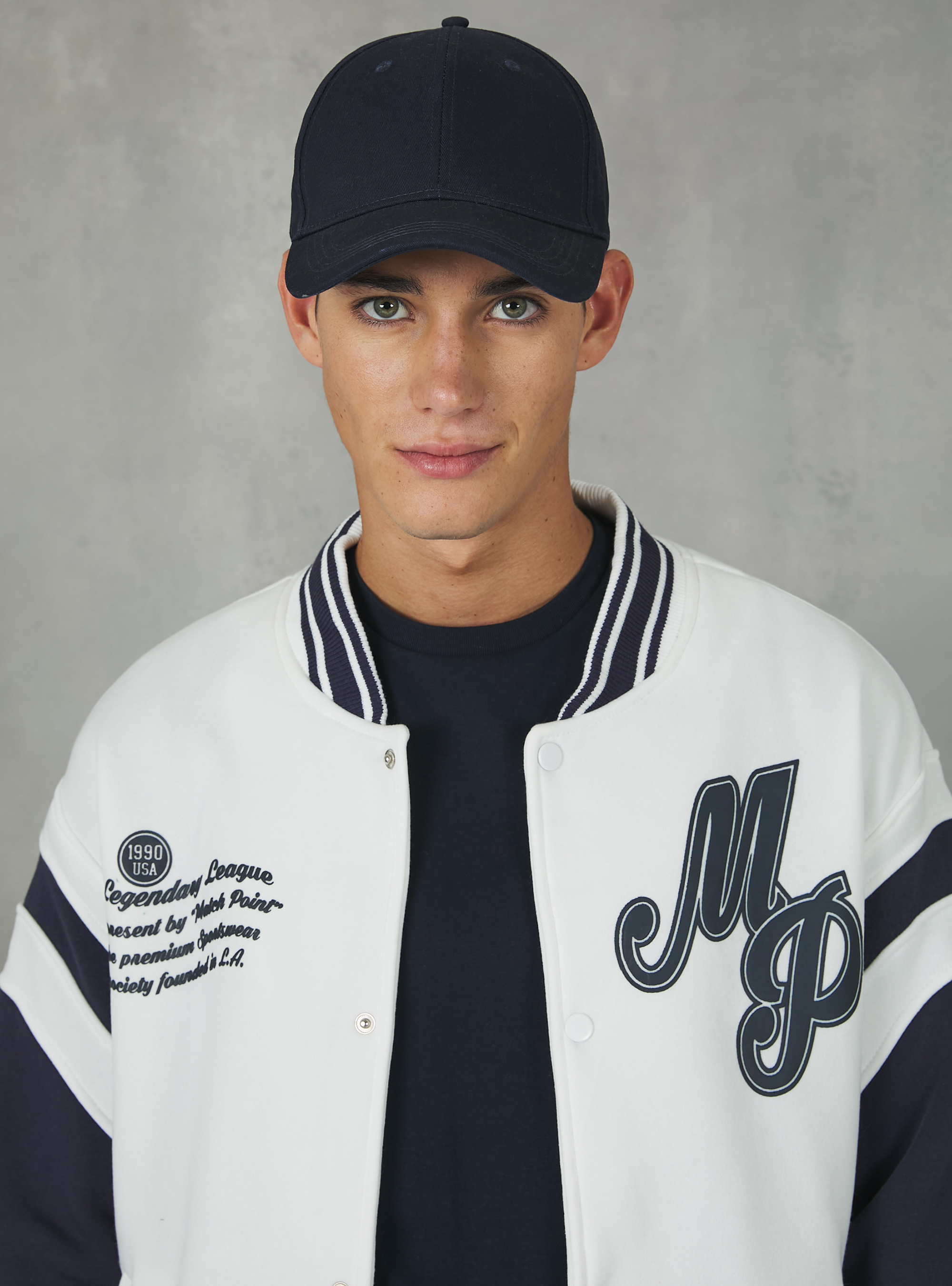 College Bomber Jacket with print, WH2 WHITE