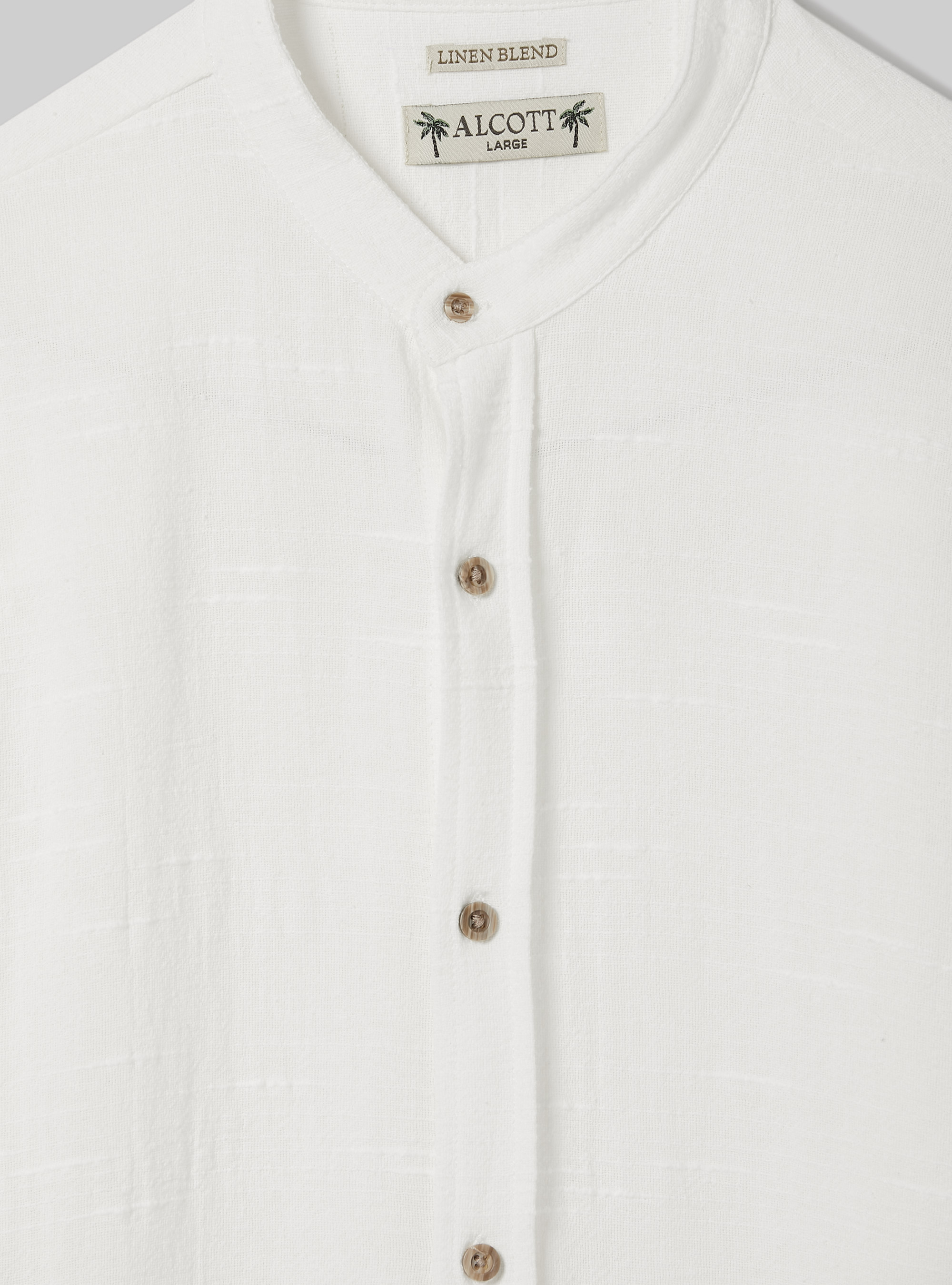 Linen blend shirt with Korean collar, WH1 OFF WHITE