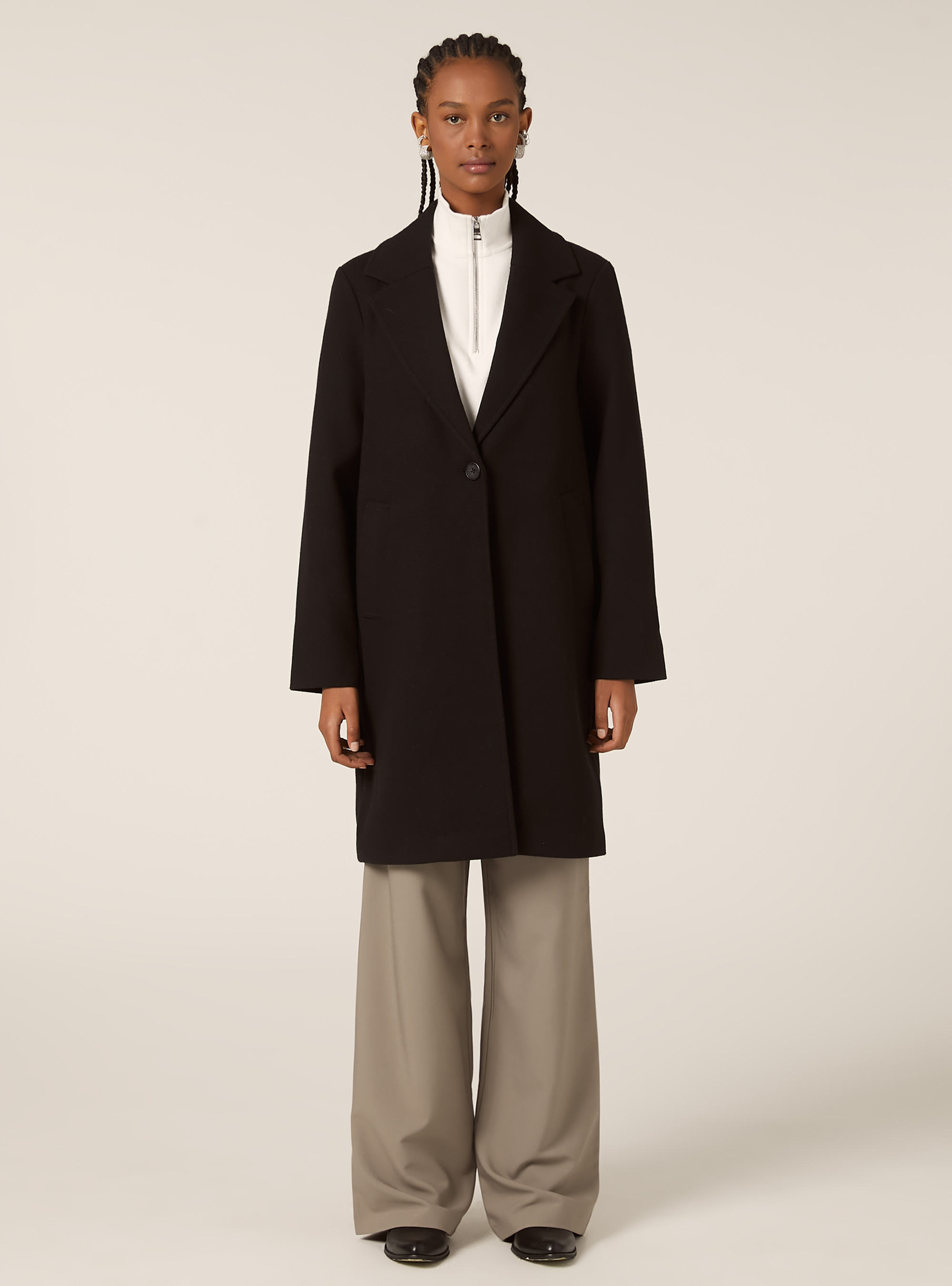 Cappotto midi monopetto, BK1 BLACK