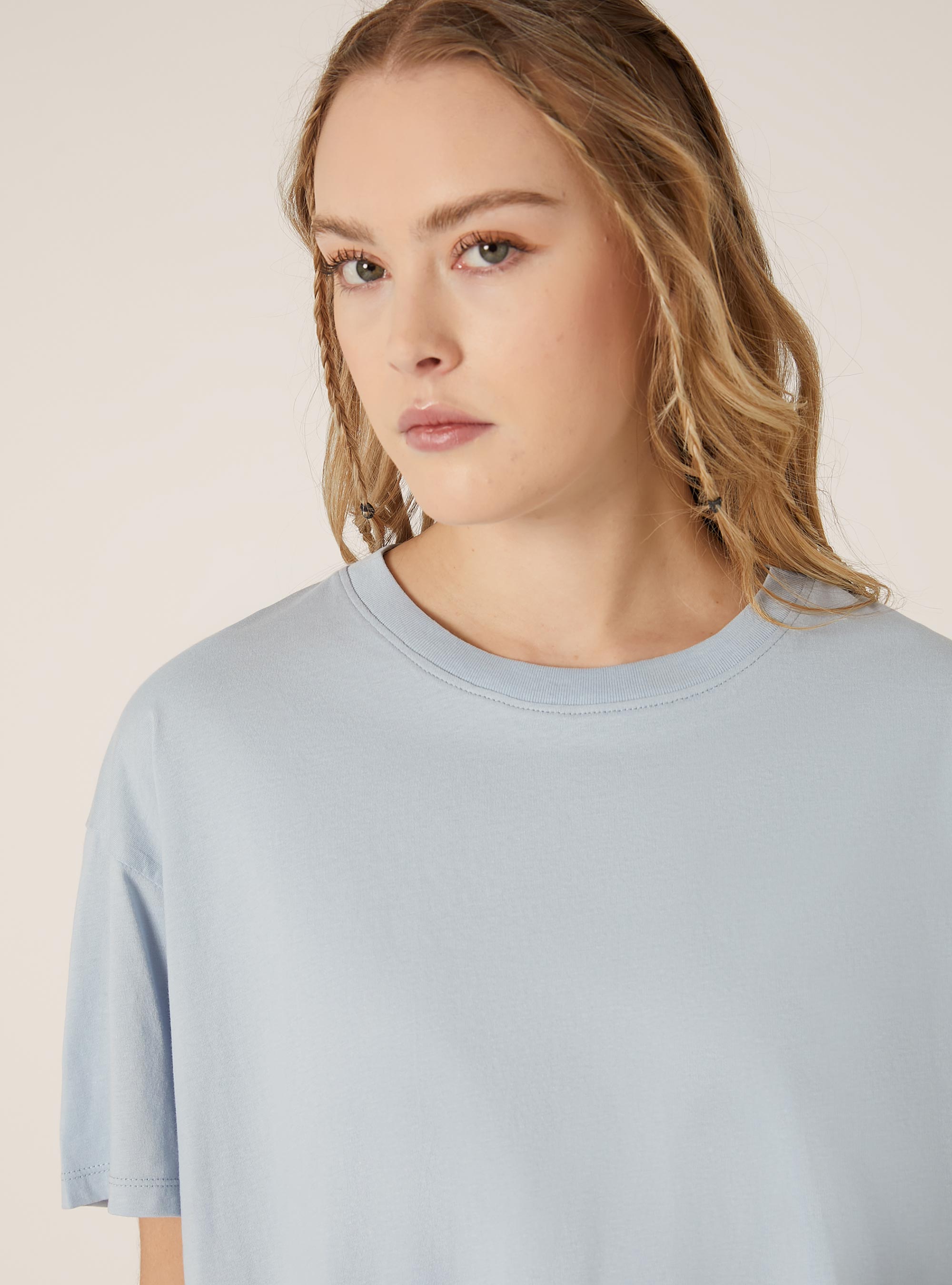 Maglietta cropped in cotone, AZ3 AZURE LIGHT