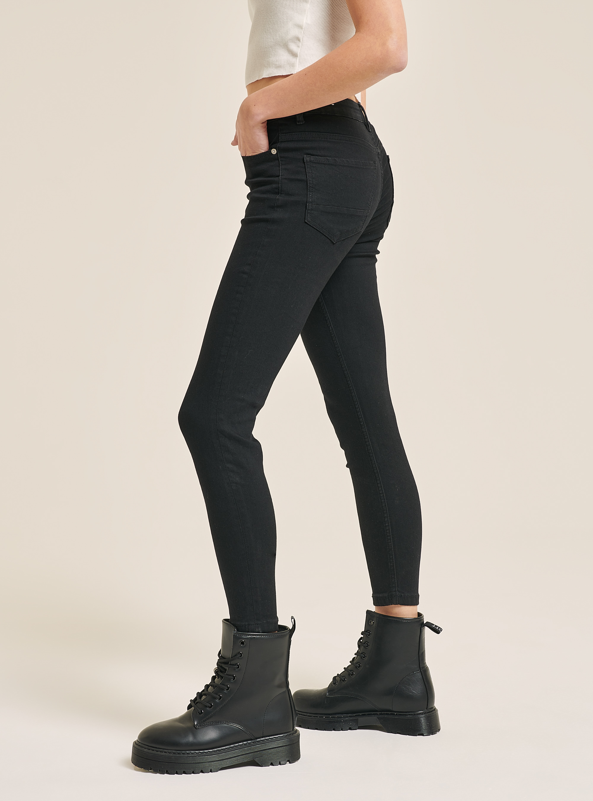 Jeans skinny fit cropped, NERO