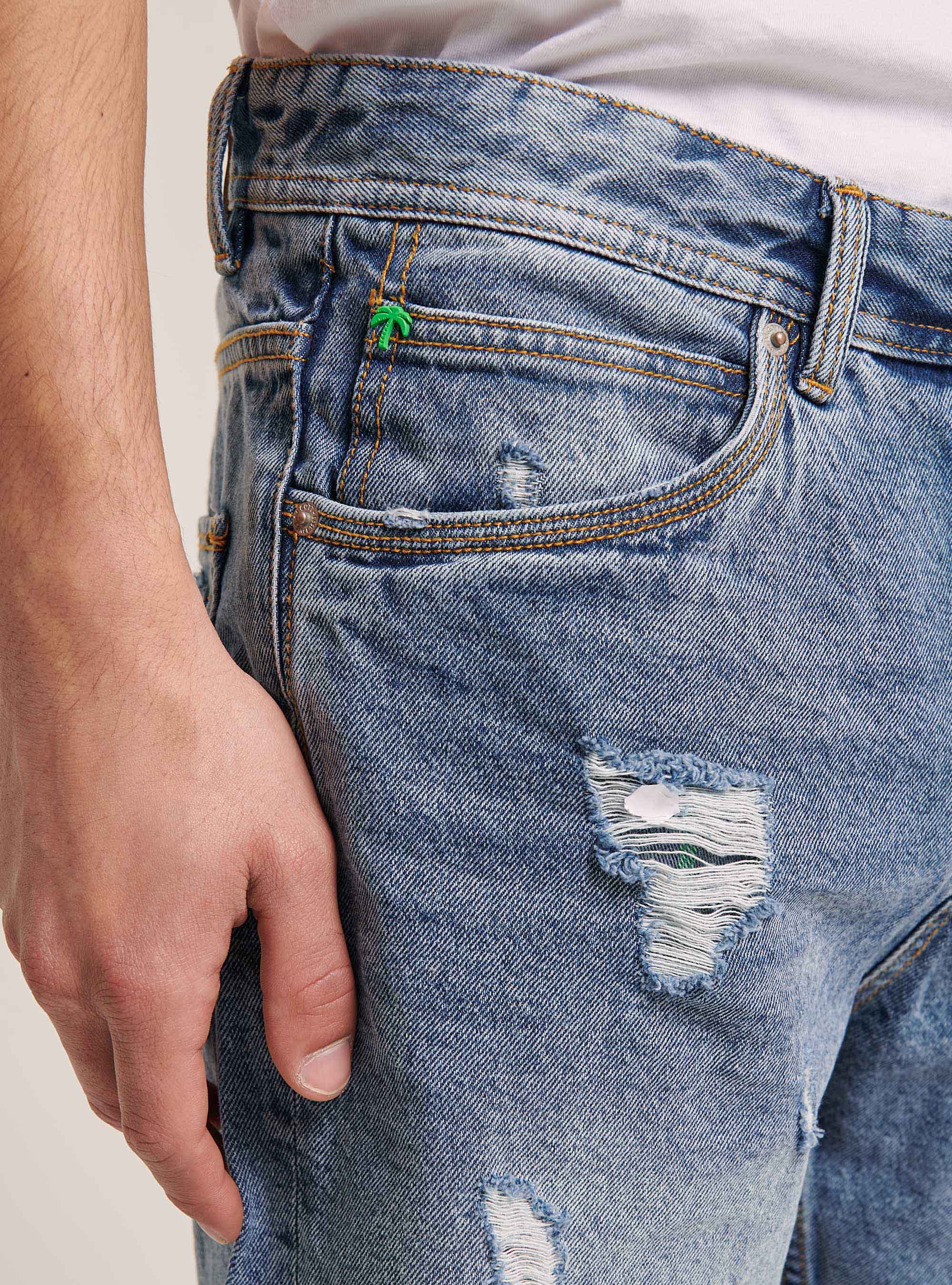 Pantalones cortos con roturas, AZUL