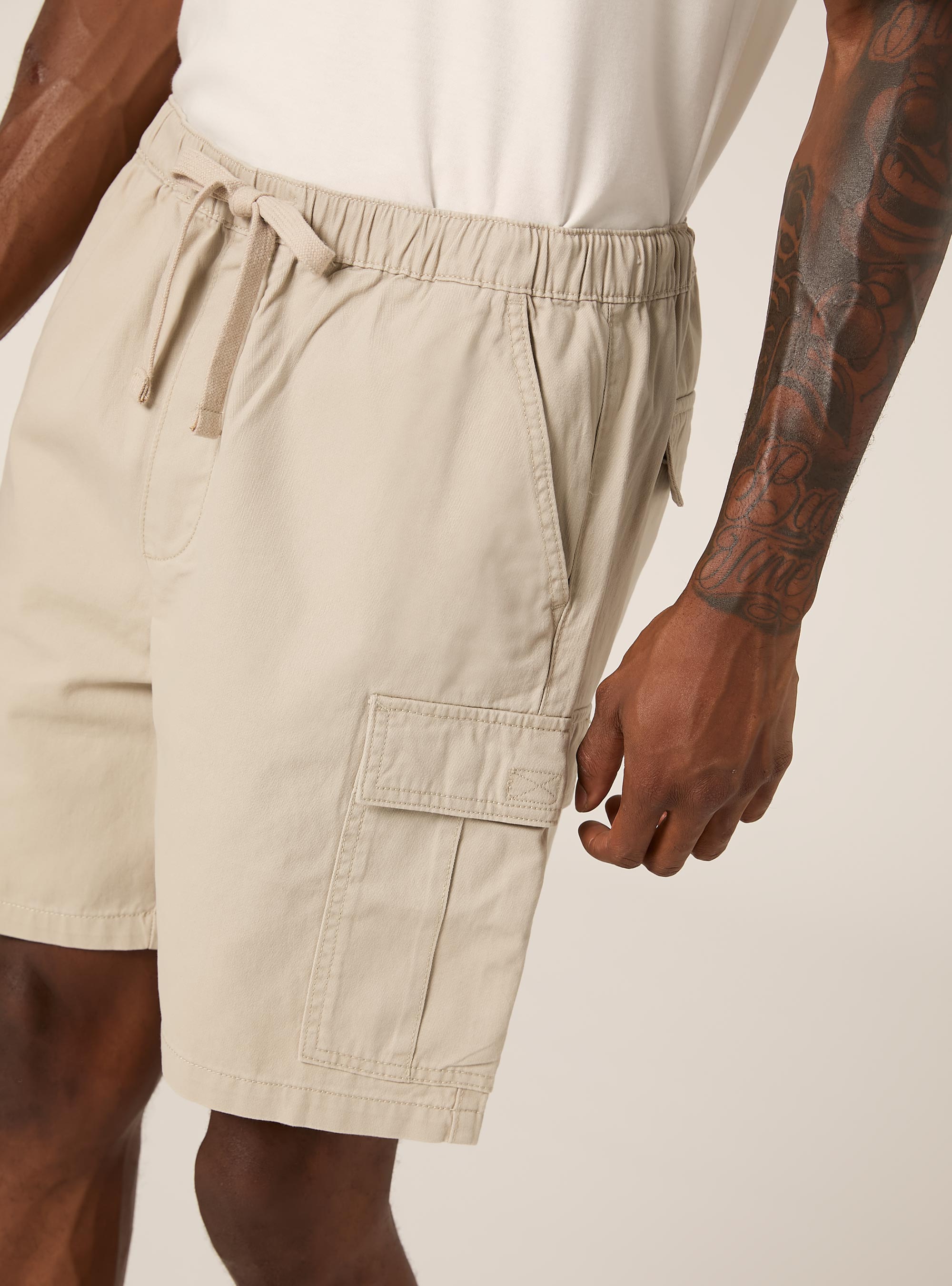 Bermuda cargo en serg&eacute; coul&eacute;, BG2 BEIGE MEDIUM