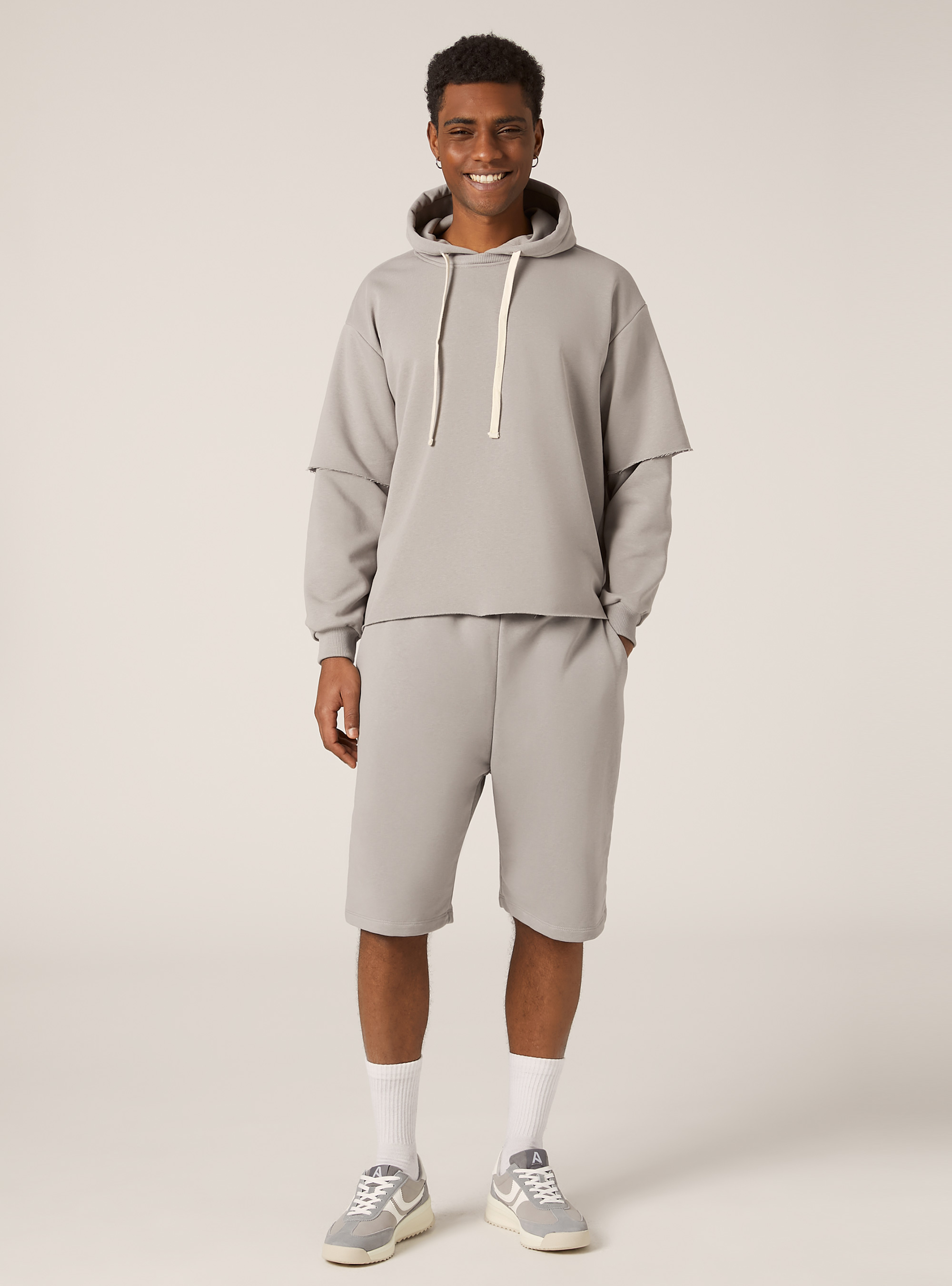 Double sleeve boxy sweatshirt, GY2 GREY MEDIUM