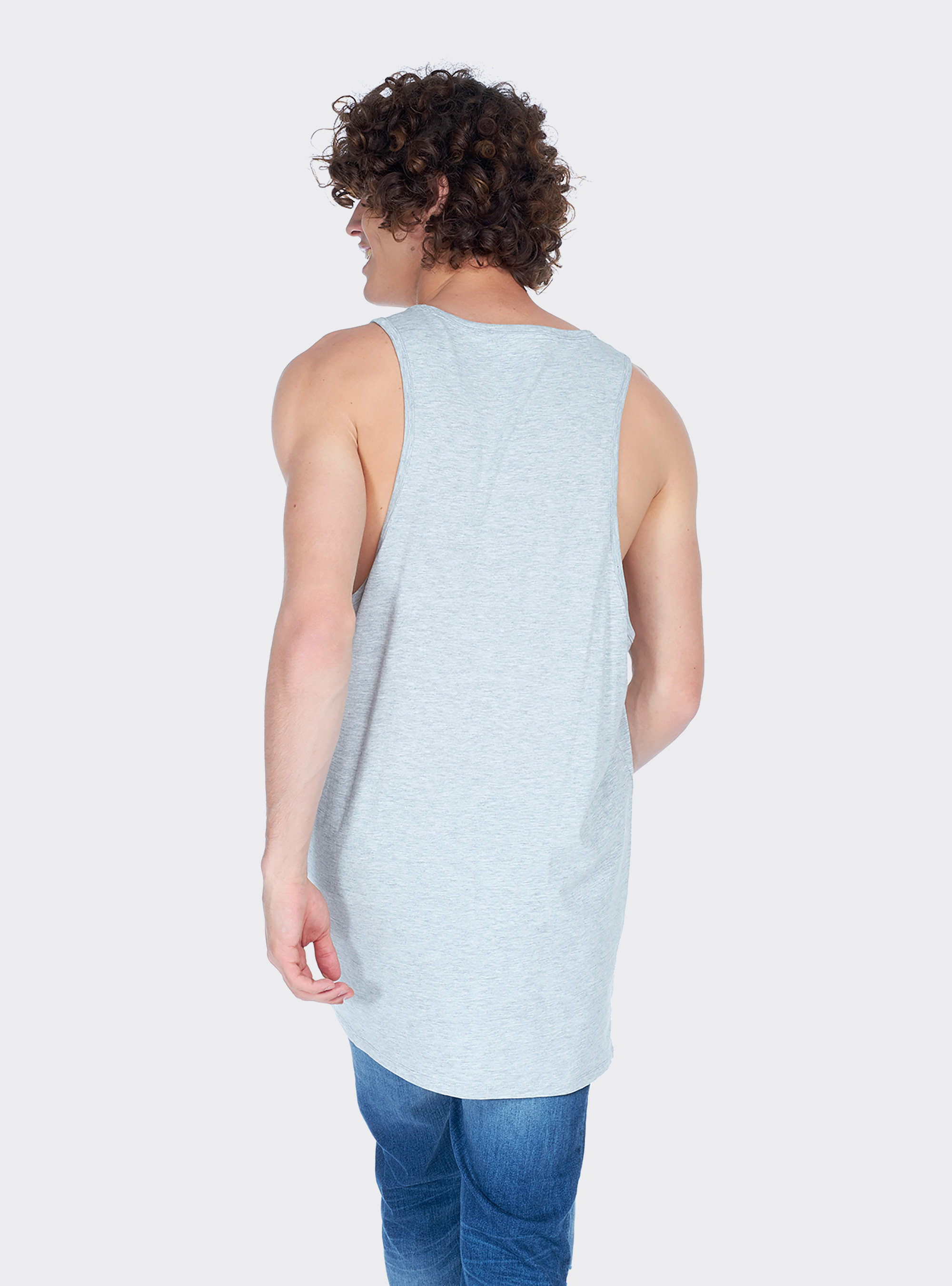 Canotta long e oversize fit con stampa lettering, C143 LIGHT GREY M