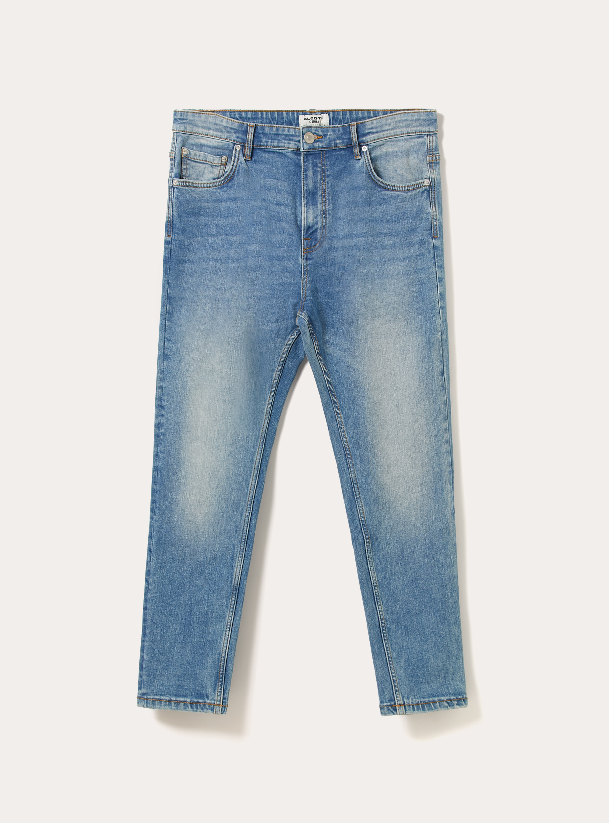 Stretch denim carrot fit jeans, D003 MEDIUM BLUE