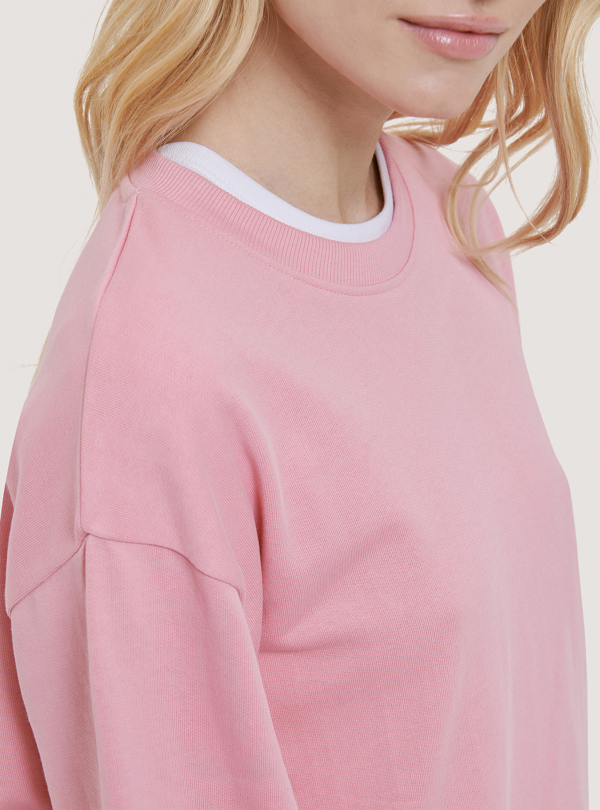 Basic round-neck cotton sweatshirt, C5513 PINK