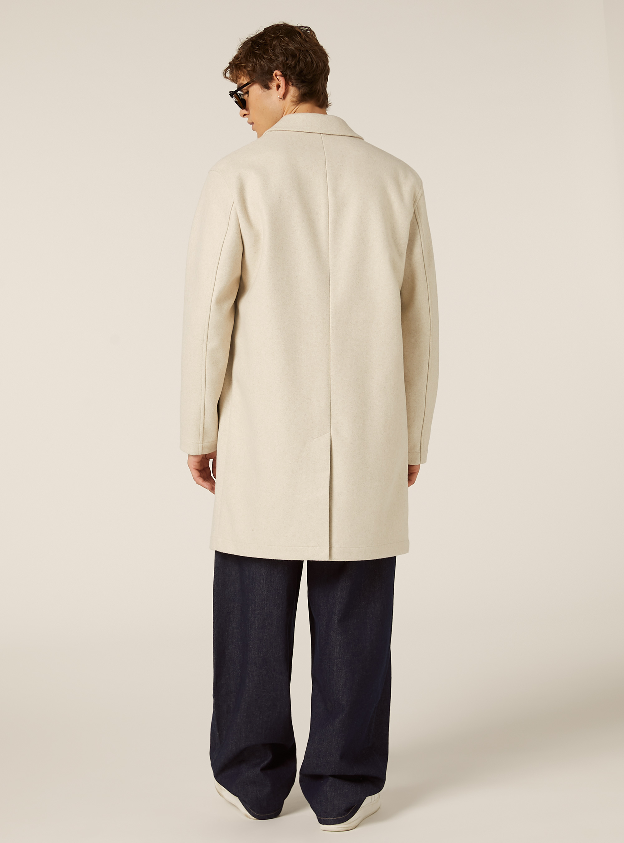 Unlined single-breasted coat, MBG3 BEIGE MEL LIGHT