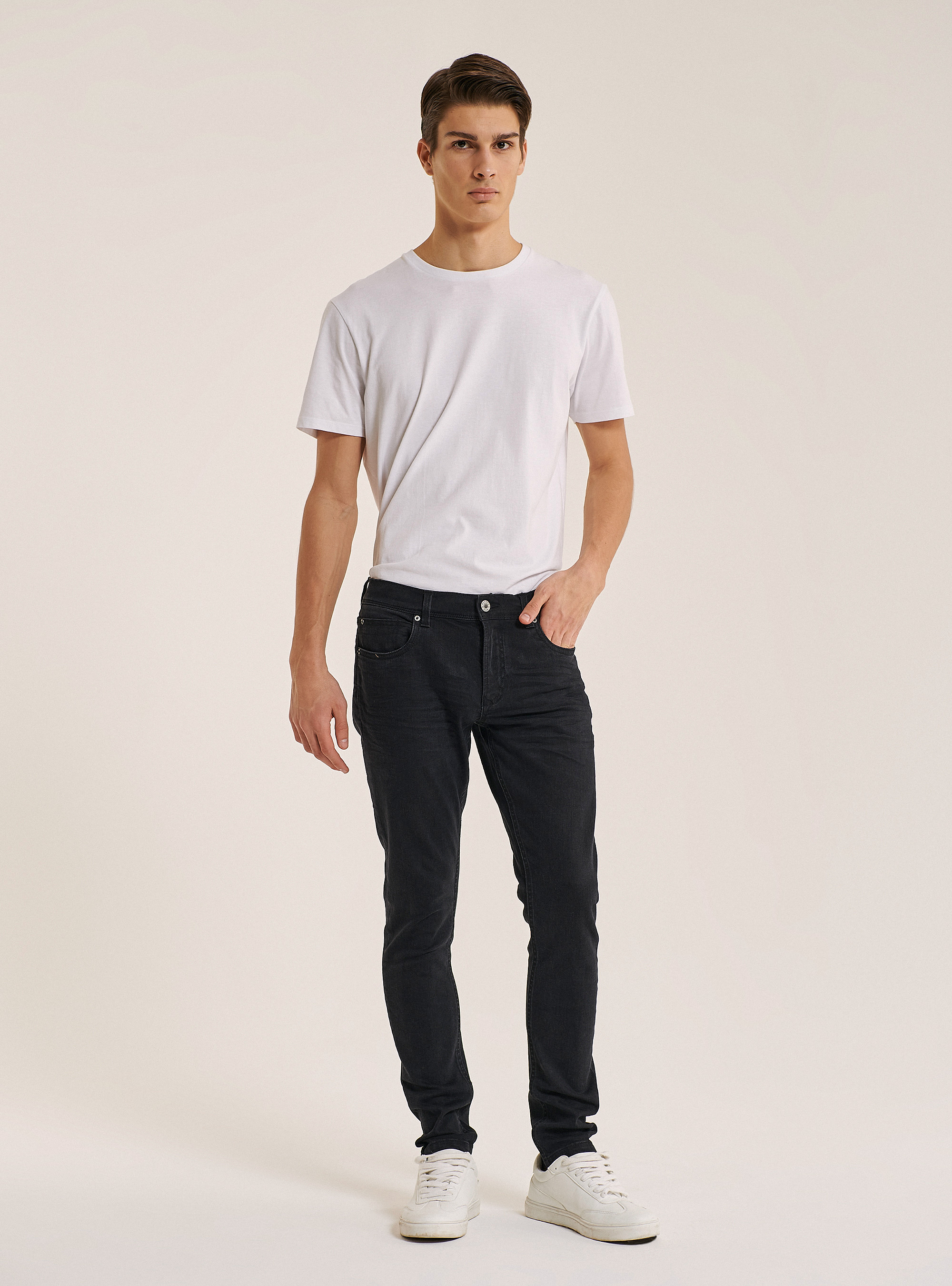 Super skinny jeans in cotton, BLACK