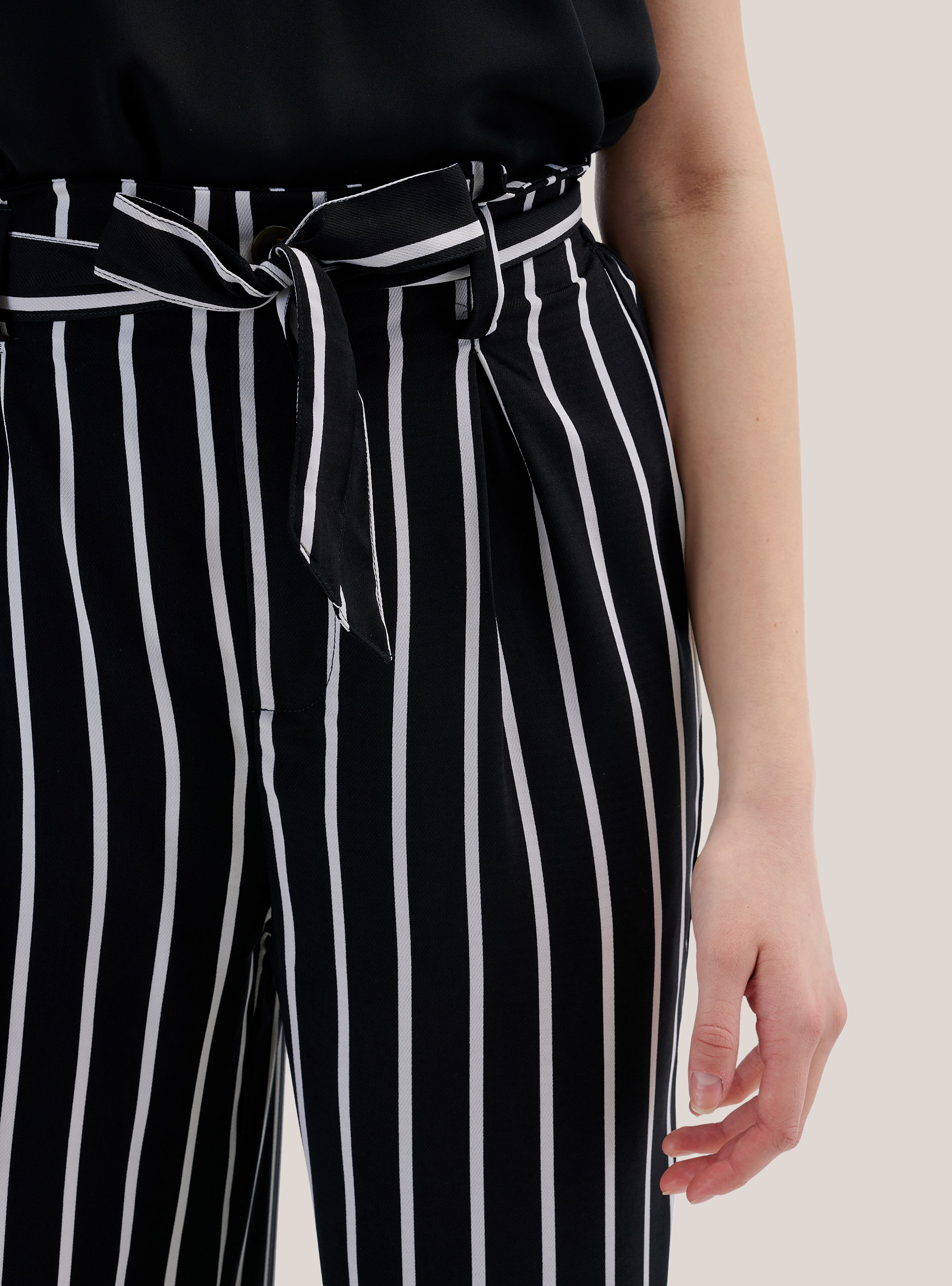 Pantalone a vita alta con cintura wide leg, MULTICOLORE