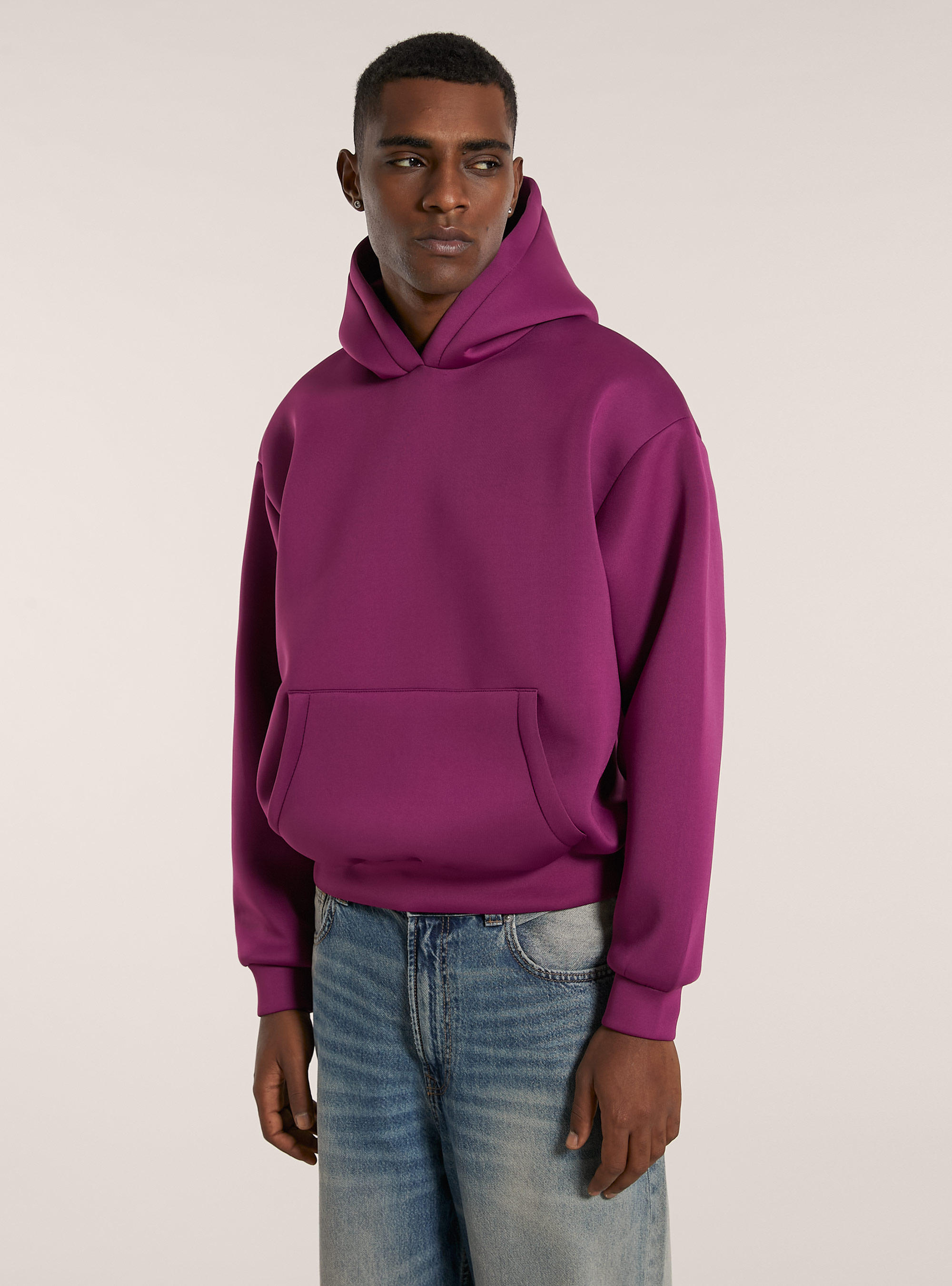 Felpa boxy fit in tessuto neoprene, VI2 VIOLET MEDIUM