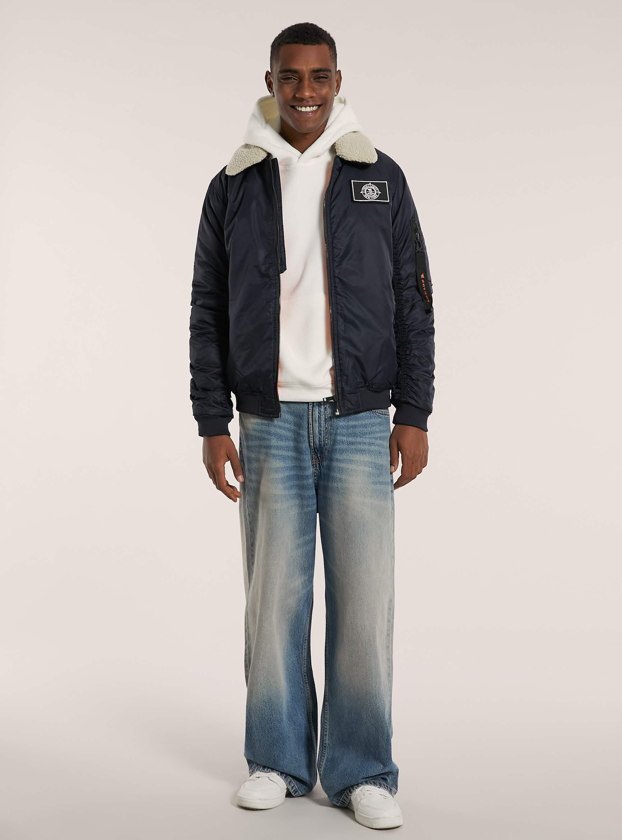 Bomber jacket with recycled padding, NA1 NAVY DARK