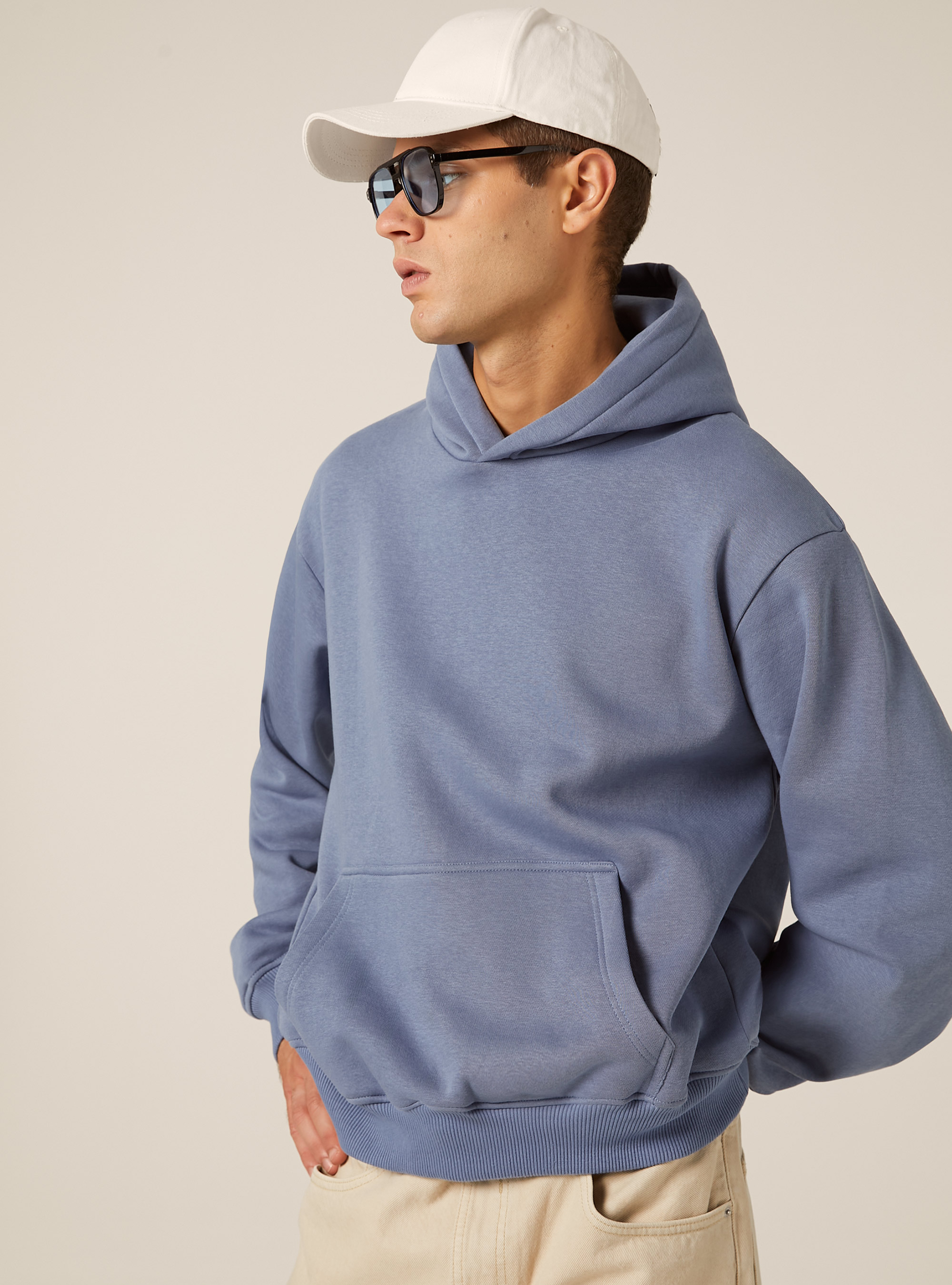 Boxy fit hoodie, IN2 INDIGO MEDIUM