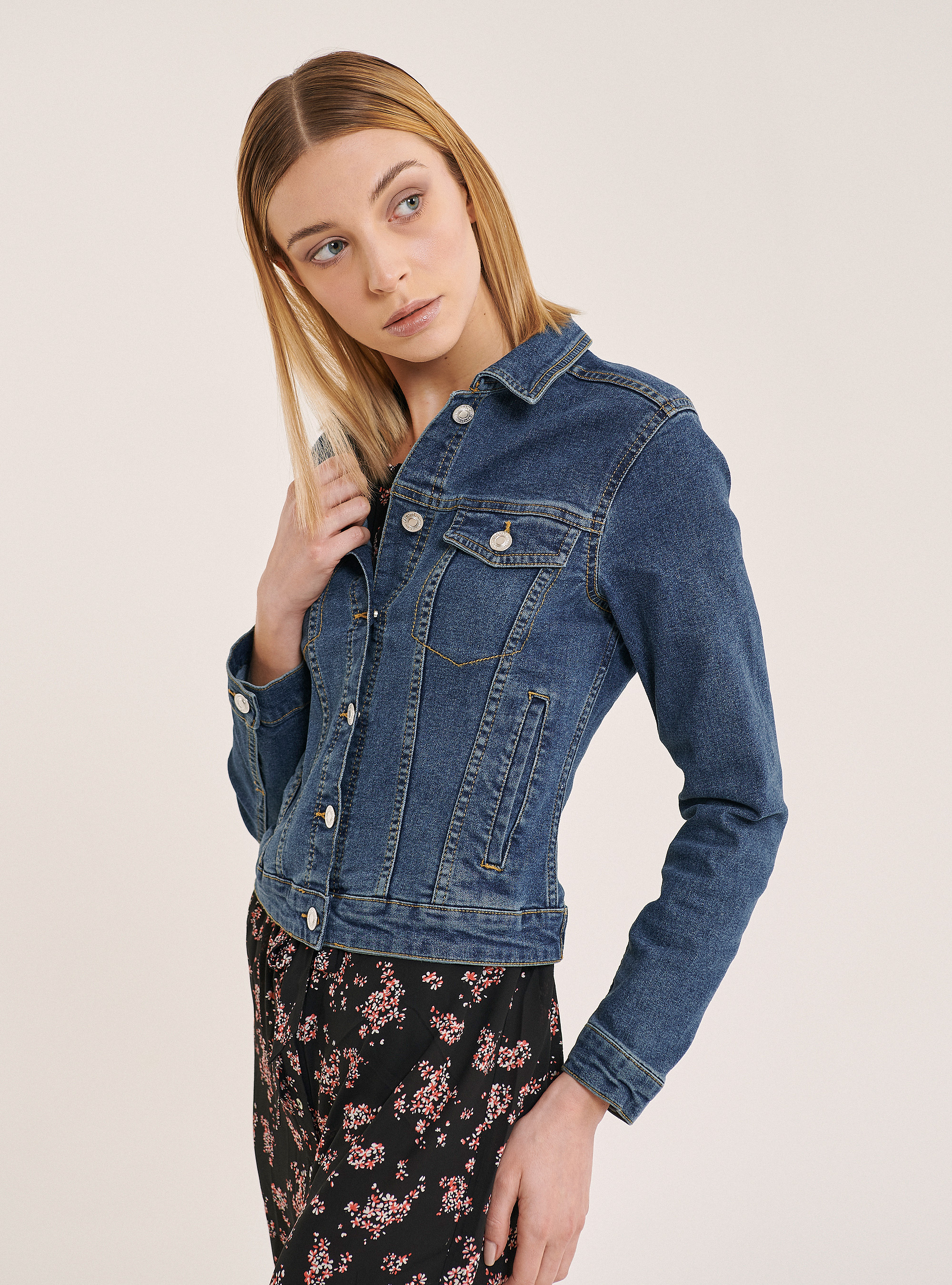 Stretch denim jacket, AZURE