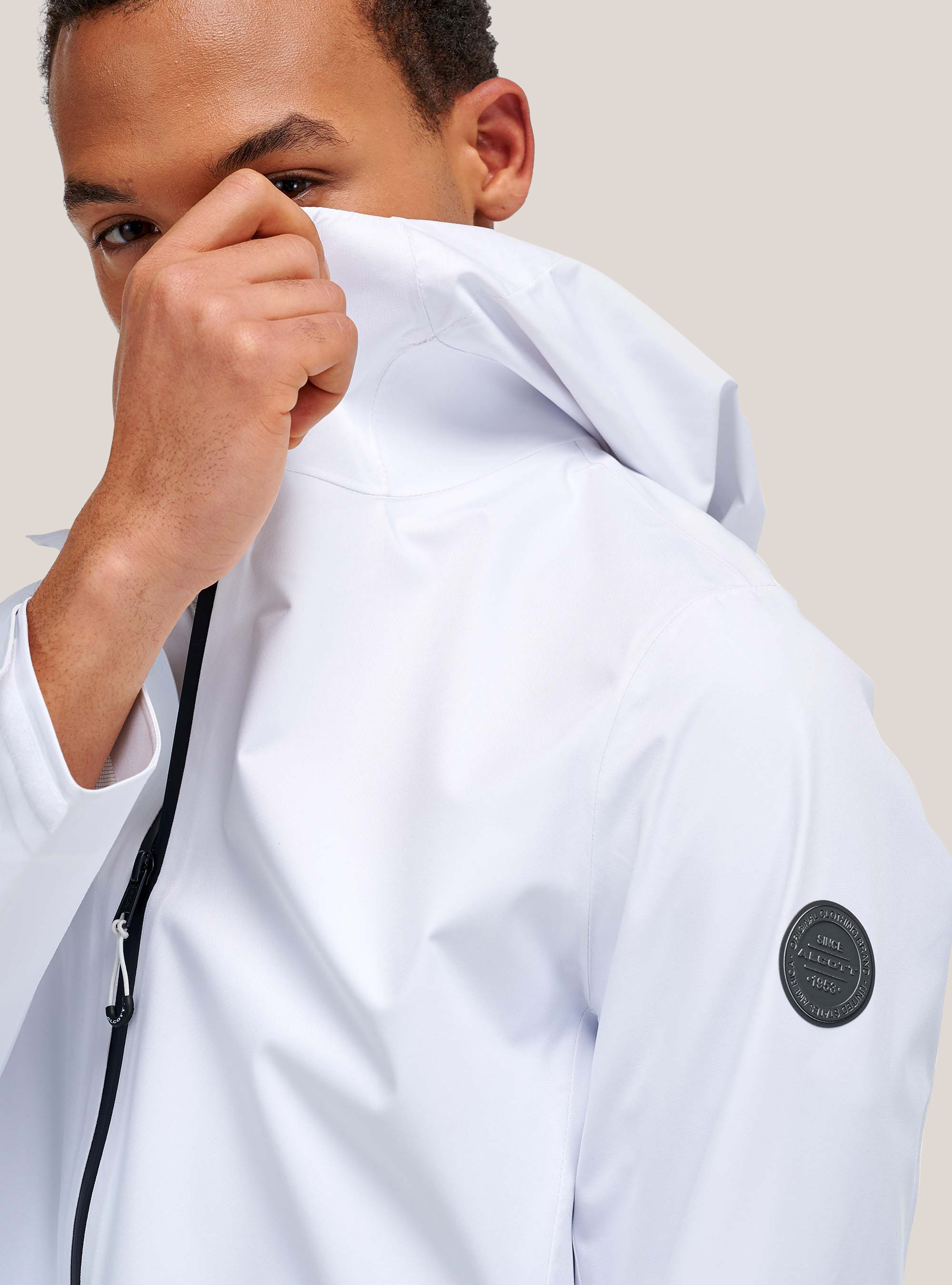 Veste coupe slim en tissu technique, C099 WHITE