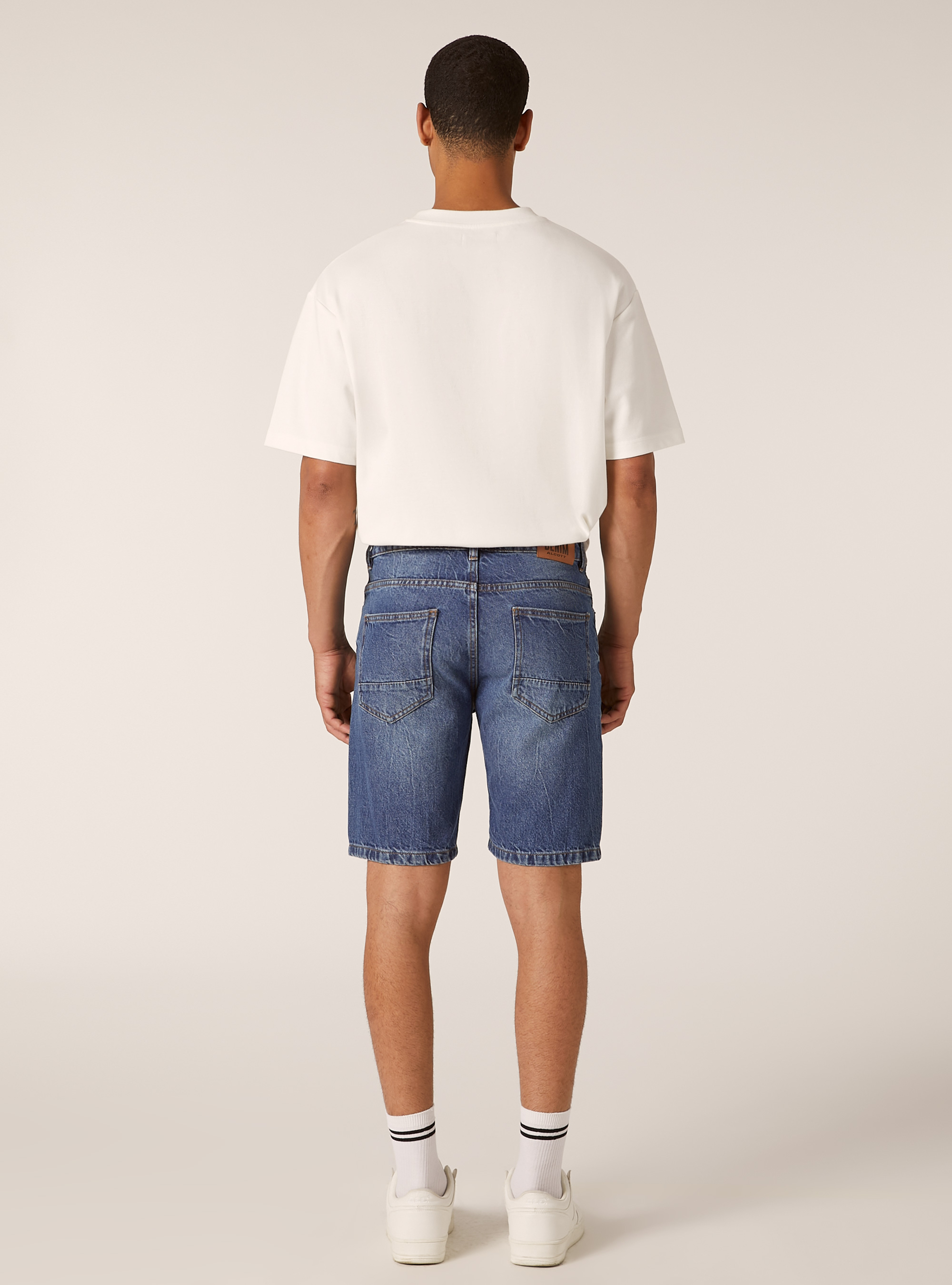 Regular Fit Denim Bermuda Shorts, D002 MEDIUM DARK BLUE