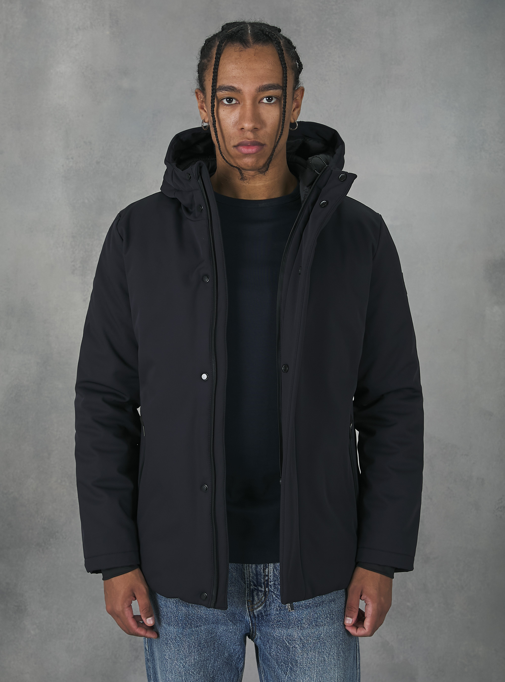 Technical fabric jacket with recycled padding, NA1 NAVY DARK