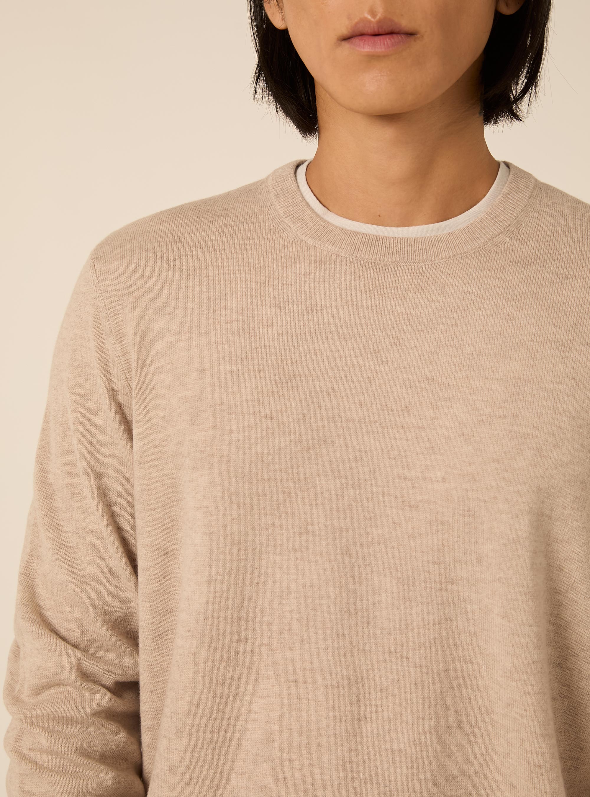 Rundhals pullover aus wolle und kaschmirmischung, MBG2 BEIGE MEL MED