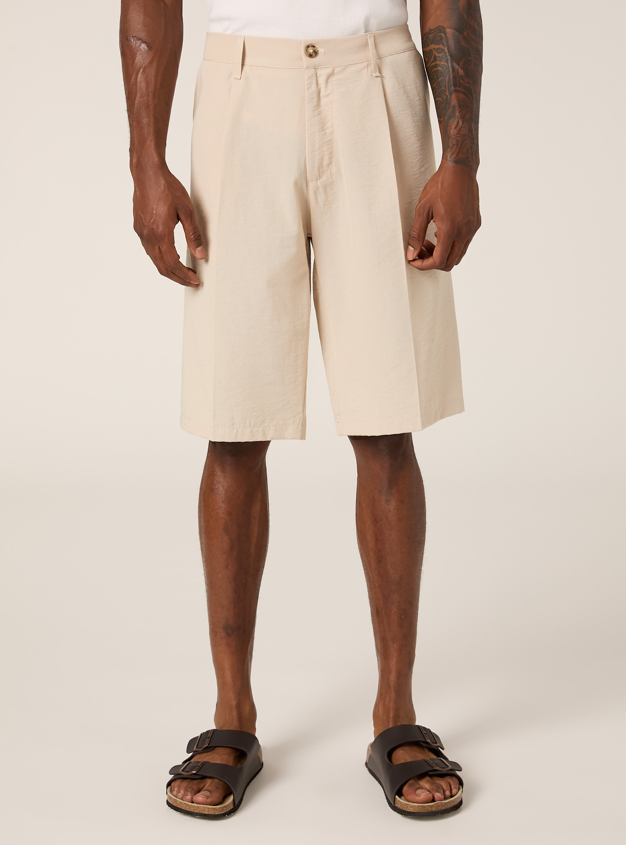 Bermuda leggeri con pinces, BEIGE MEDIO