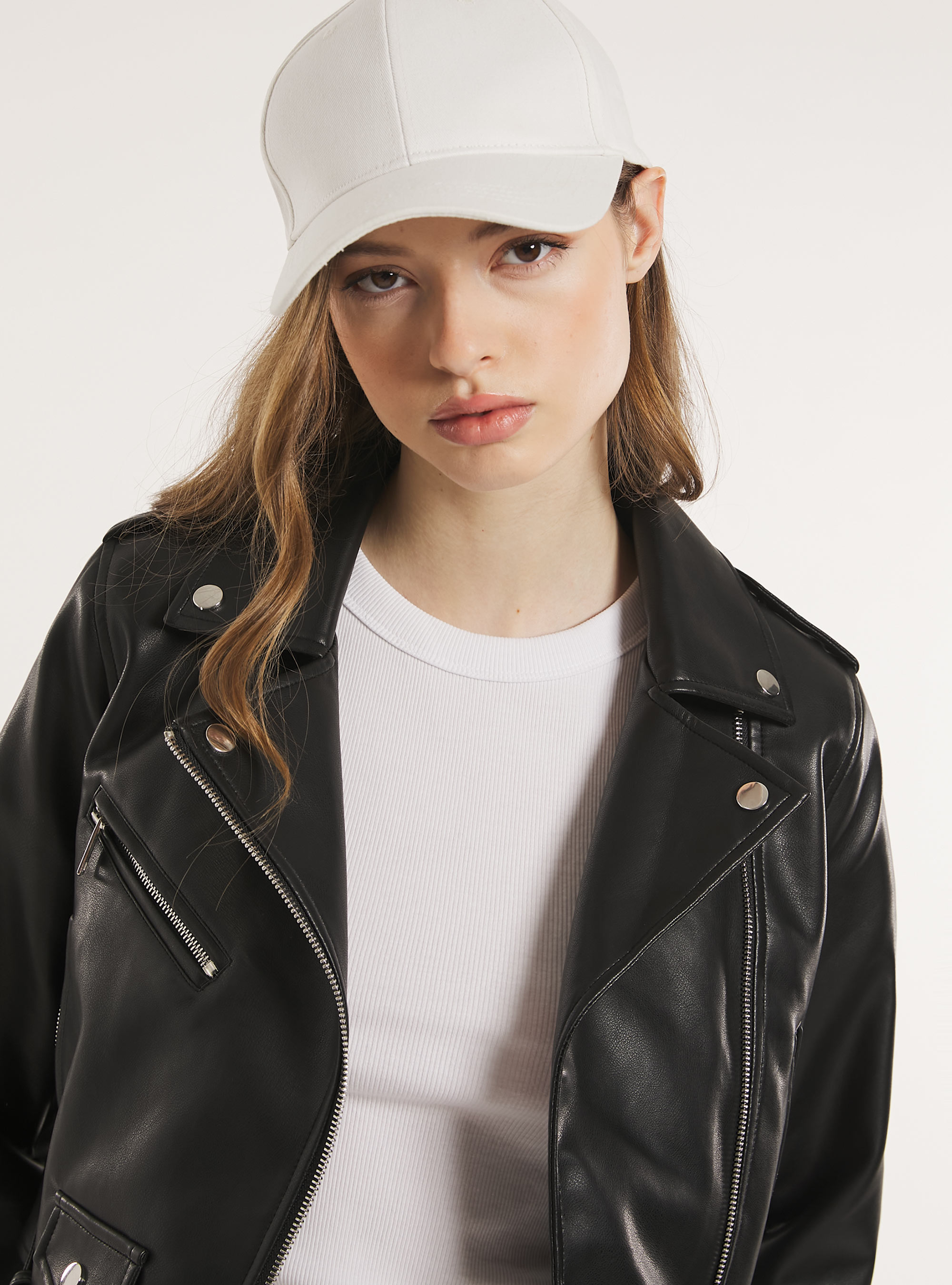 Veste de motard en cuir, BK1 BLACK