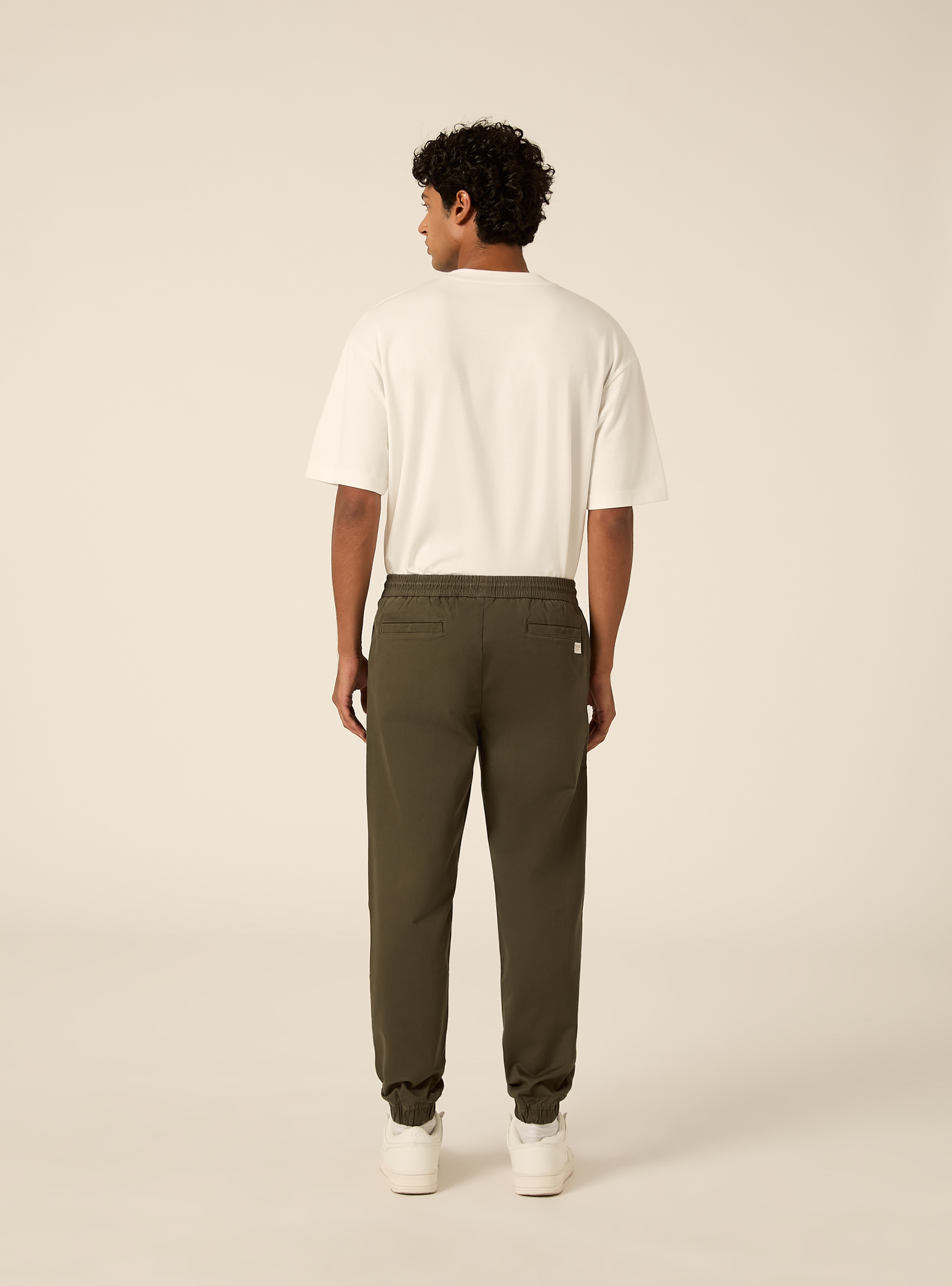 Pantaloni twill stretch elastico e stringa in vita, KY2 KAKY MEDIUM