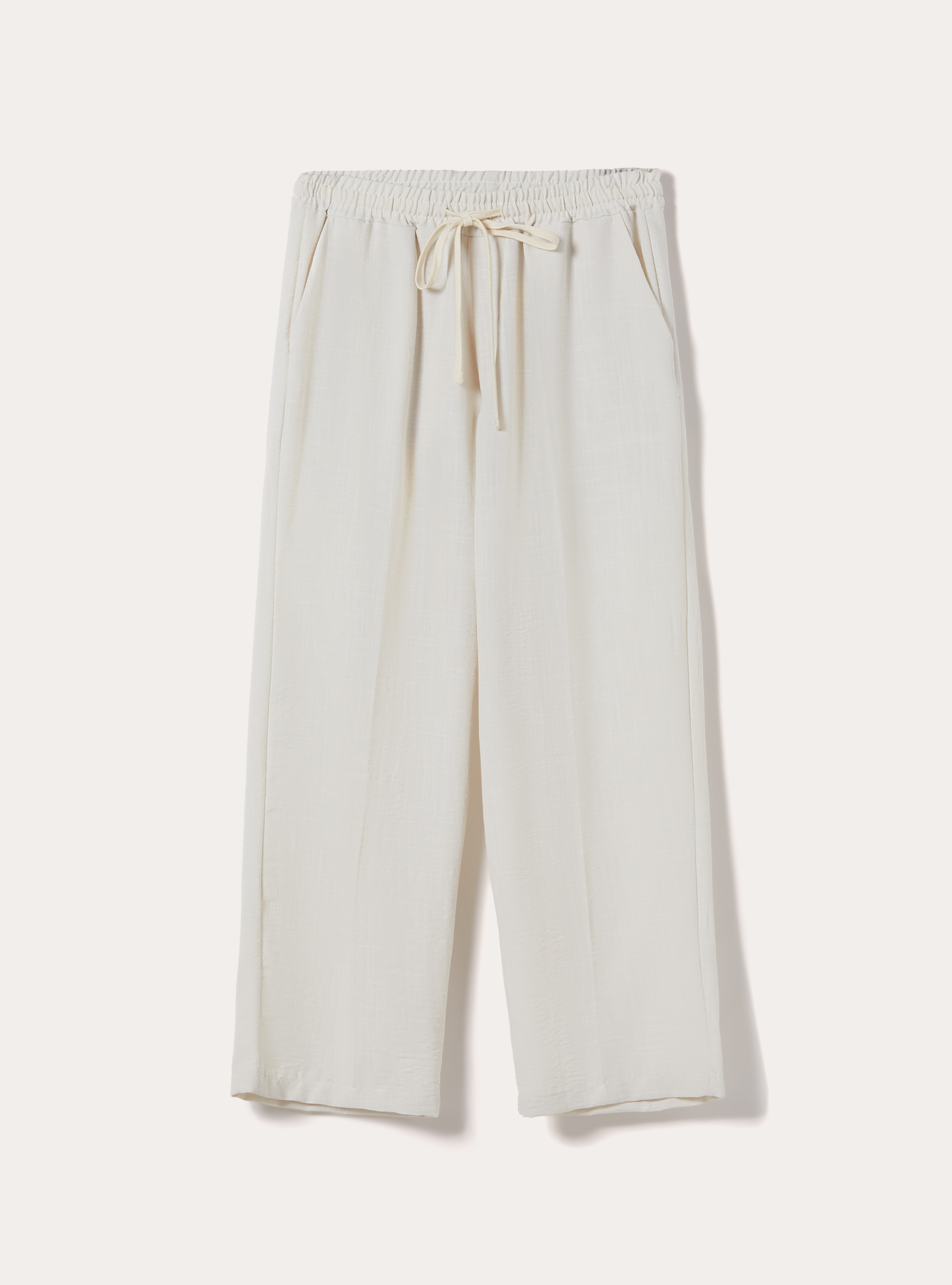 Pantalon Jambe Droite en Tissu Flamm&eacute;, WH1 OFF WHITE