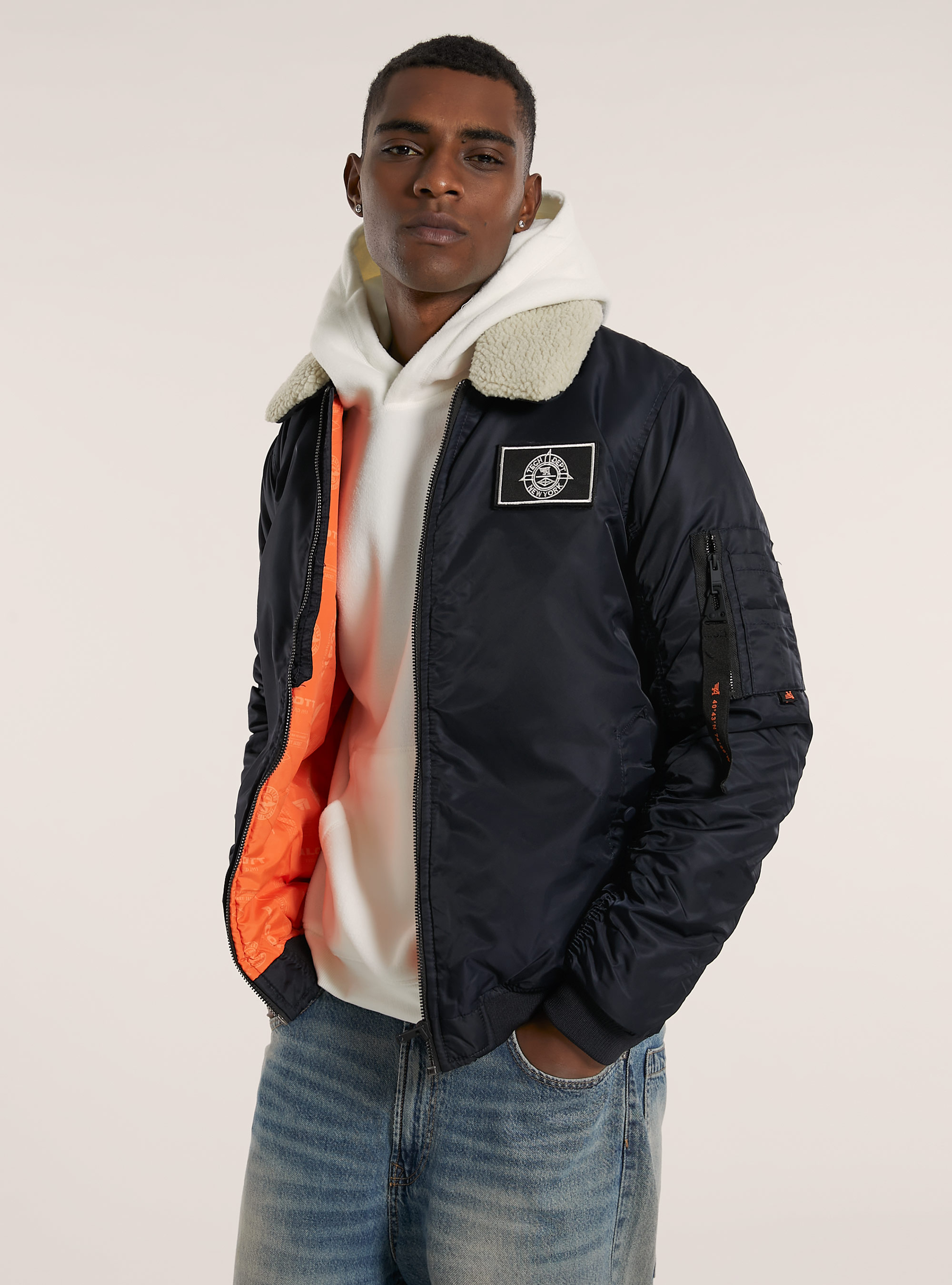 Bomber jacket with recycled padding, NA1 NAVY DARK