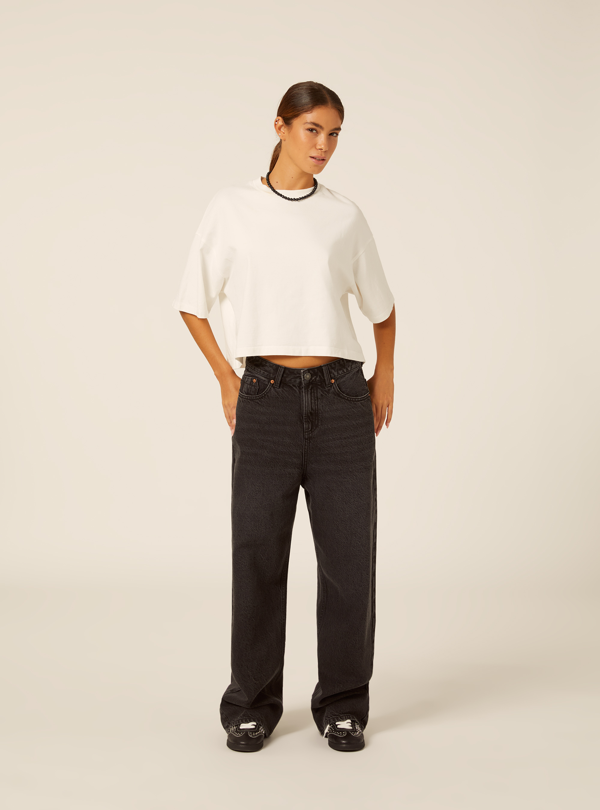 Wide leg jeans, D000 BLACK
