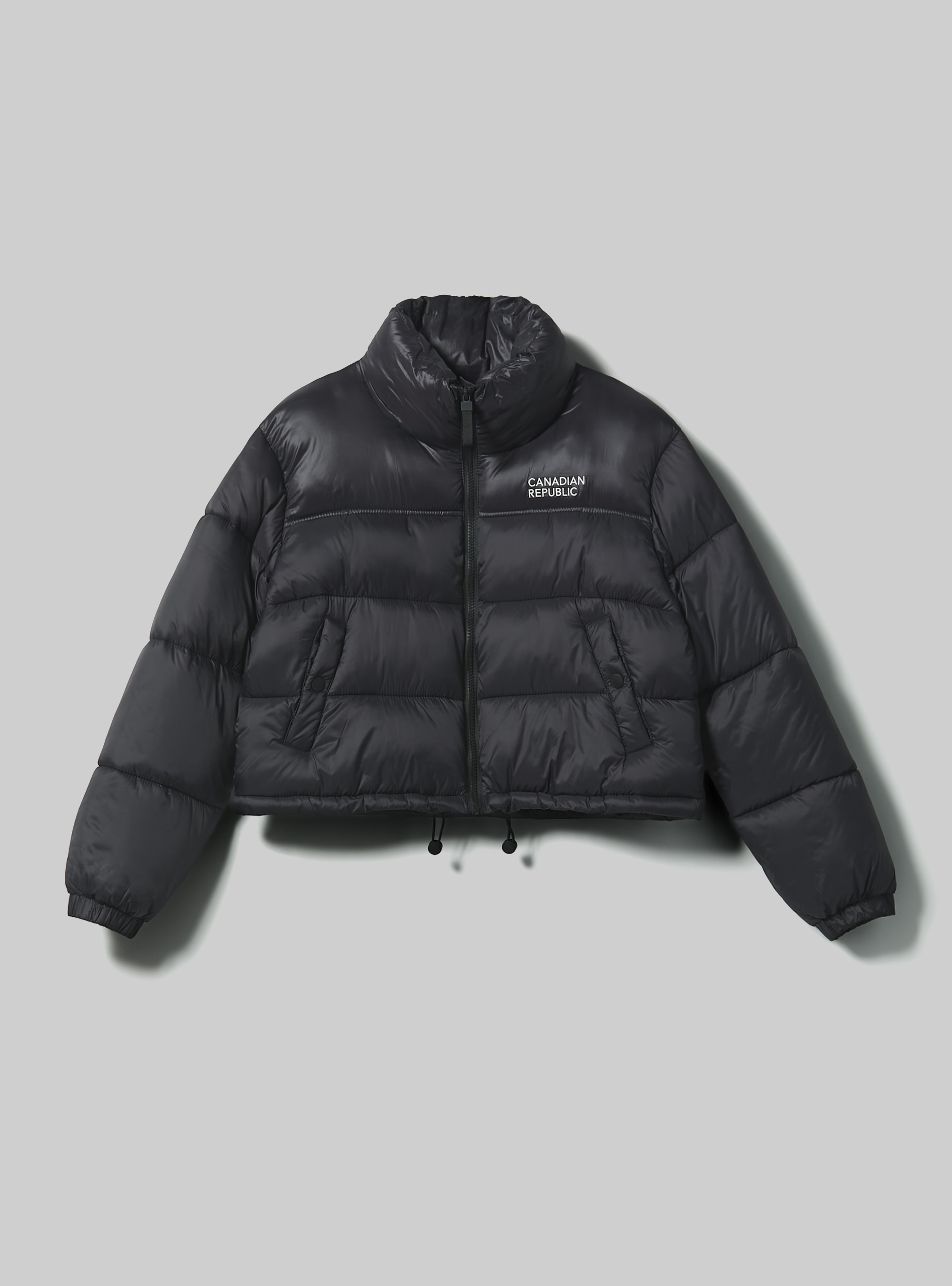 Cropped jacket with recycled padding, BK1 BLACK