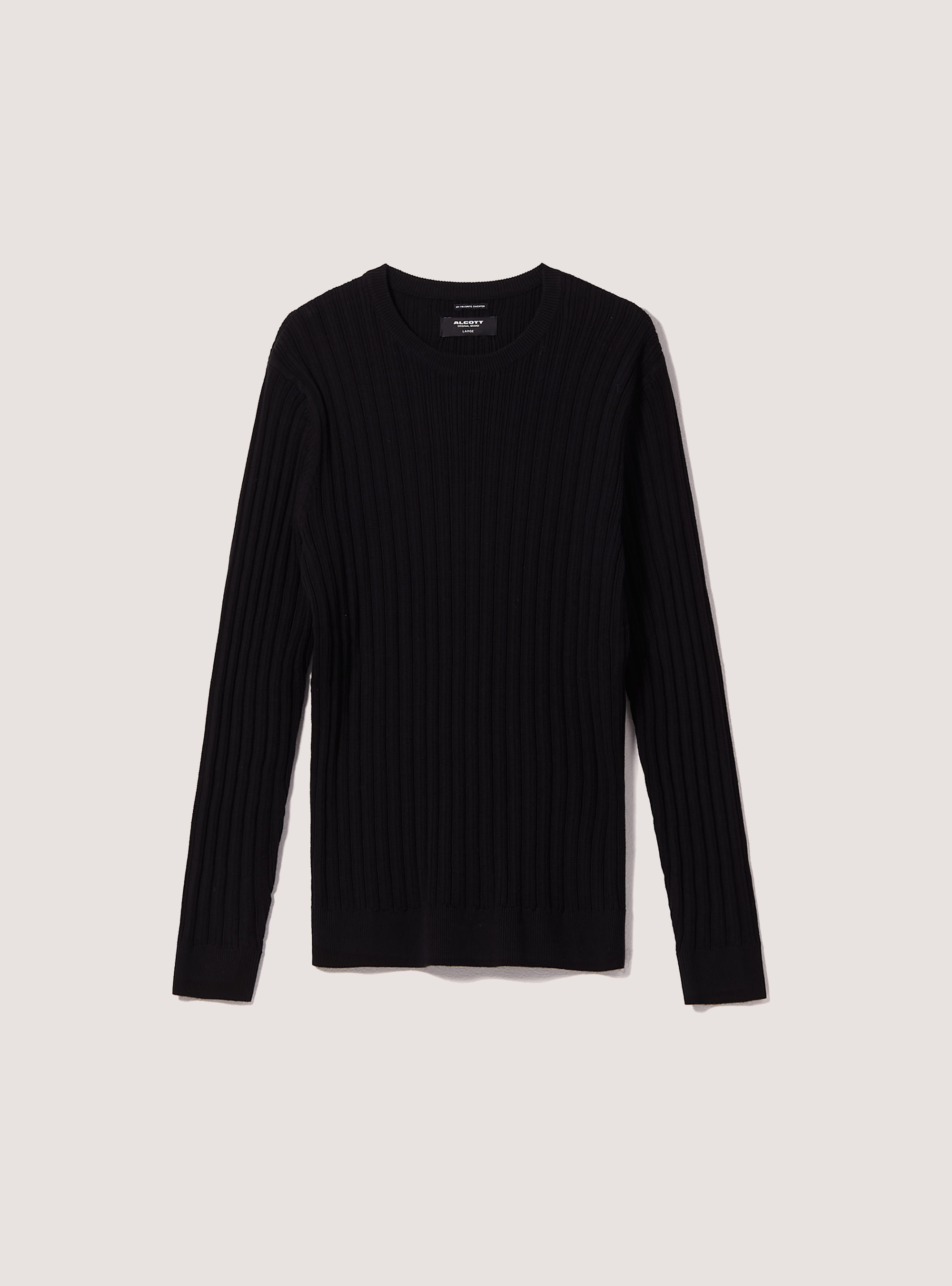 Crew-neck pullover with texture, BK1 BLACK