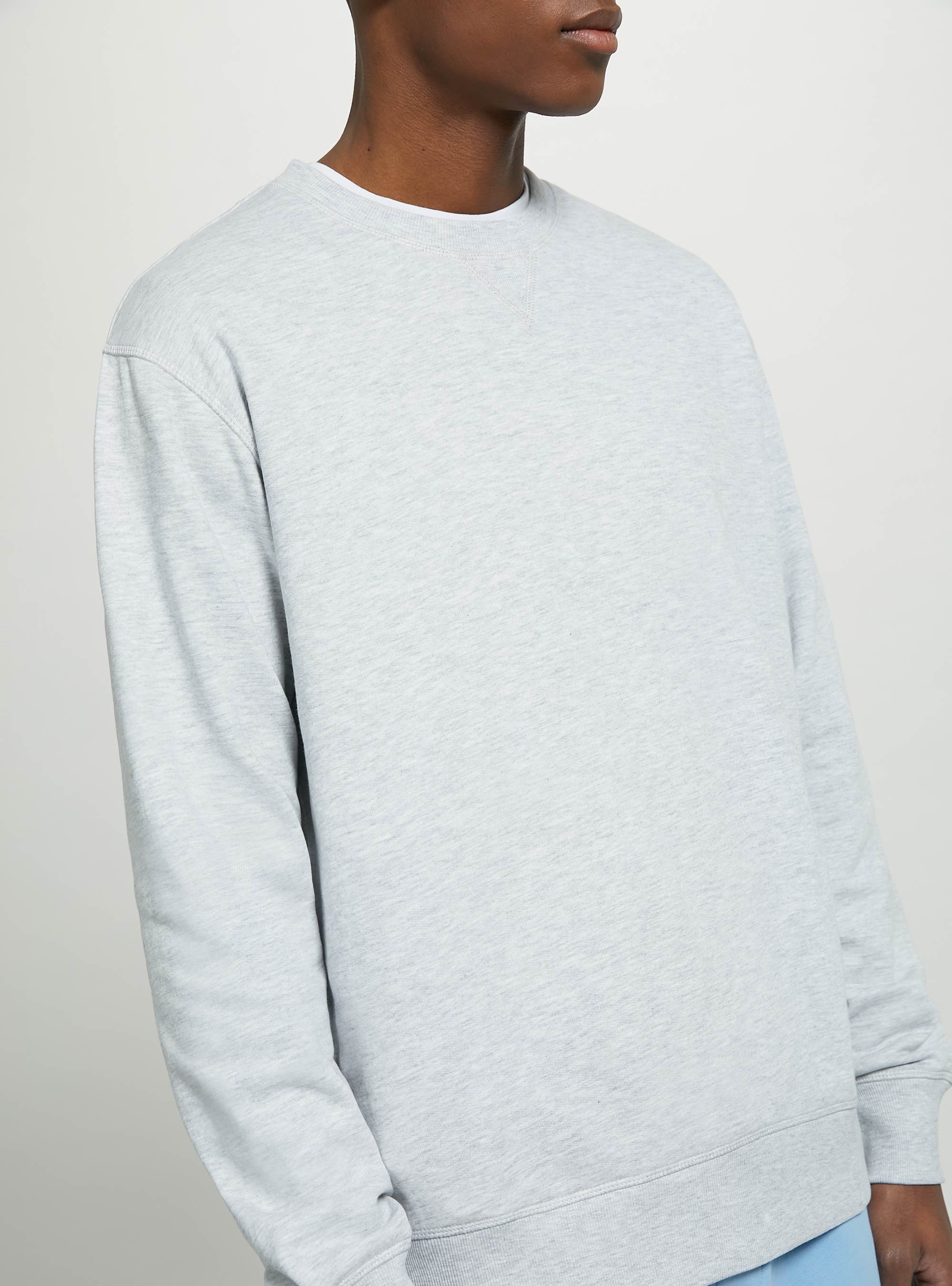Plain-coloured crew-neck sweatshirt, MGY3 GREY MEL LIGHT