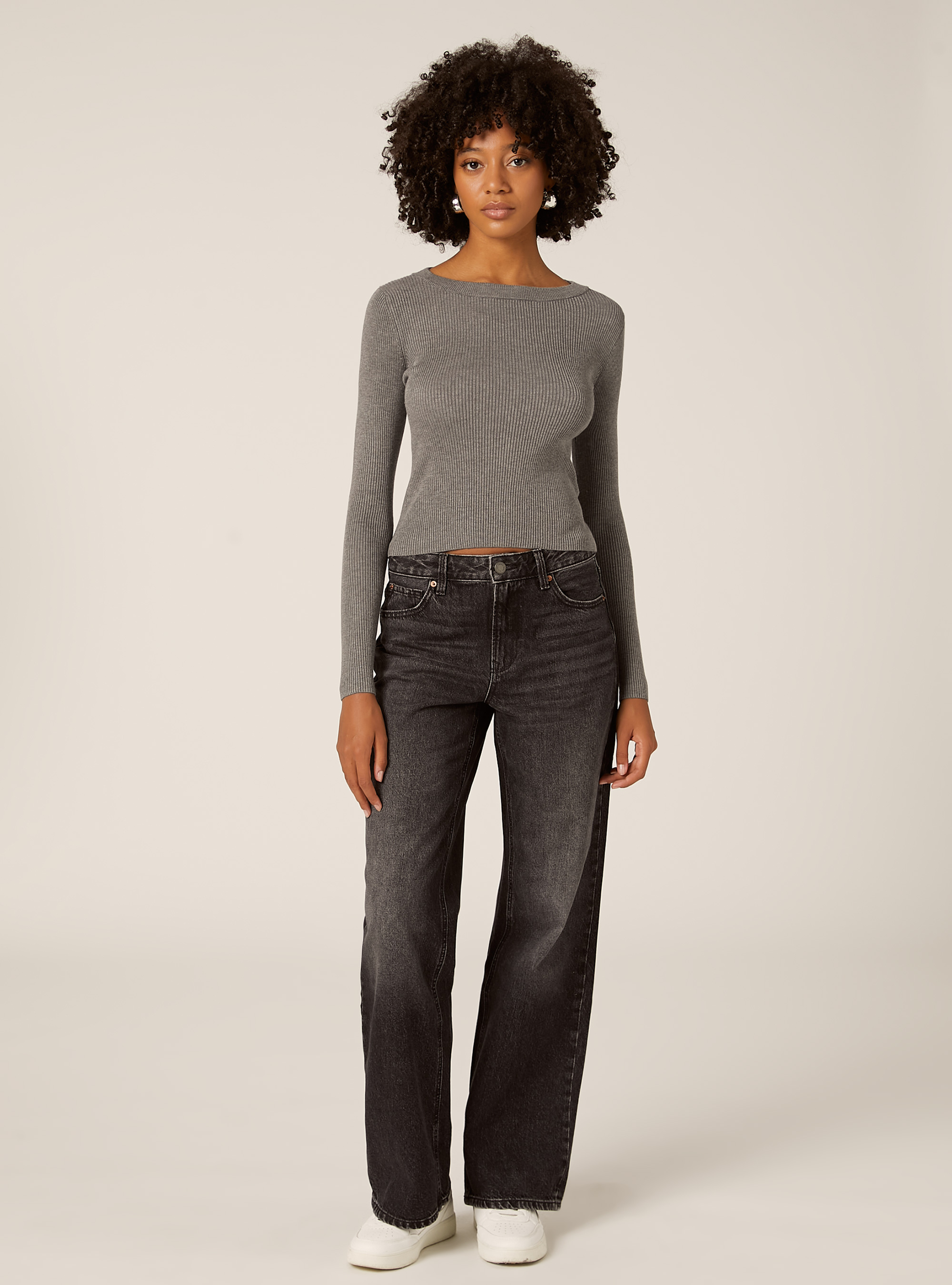 Lightweight ribbed knit, MGY1 GREY MEL DARK