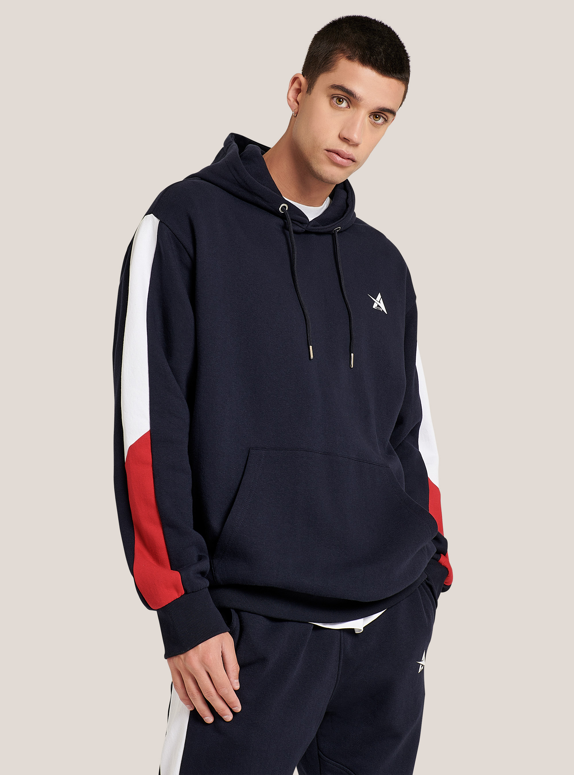 Sudadera de algodón de gran tamaño, AZUL MARINO