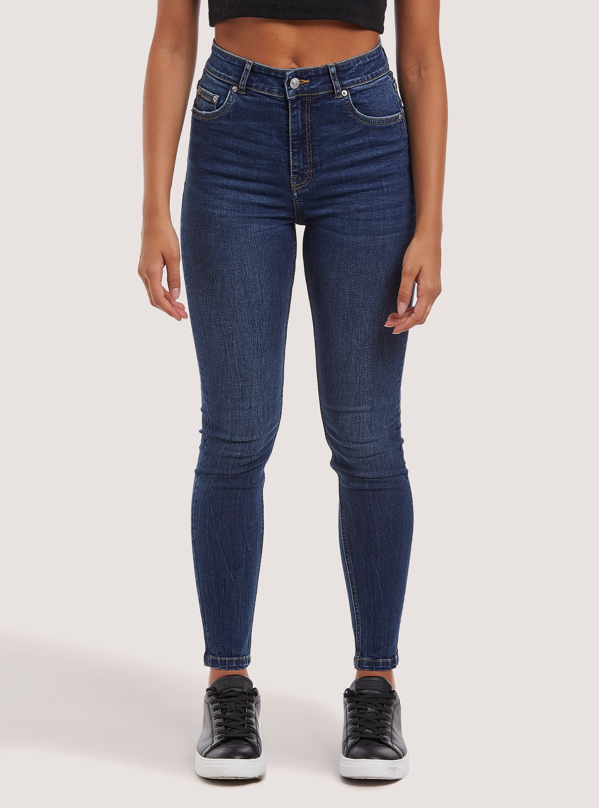 Jeans skinny super high waist, D002 MEDIUM DARK BLUE