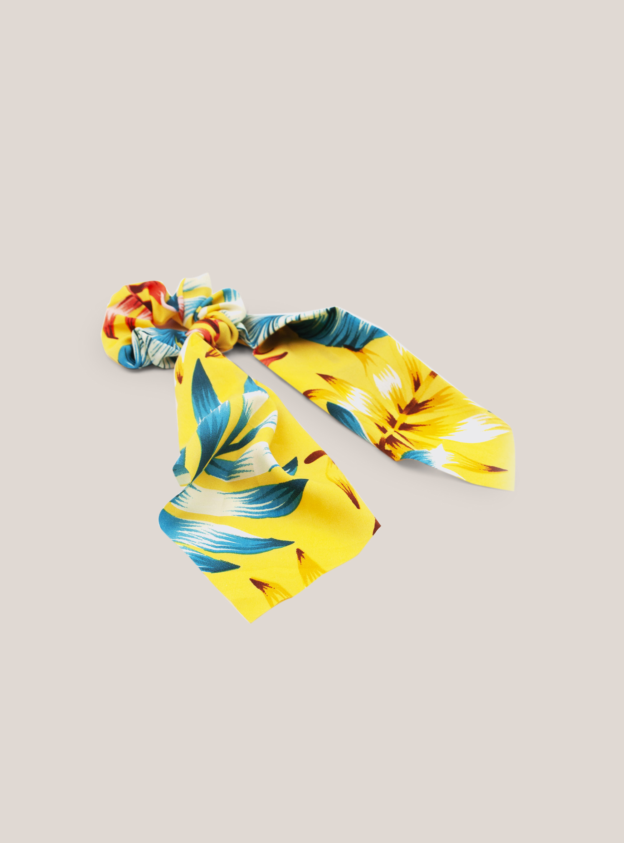 Printed scrunchie, FL742 FLOWER YELLOW
