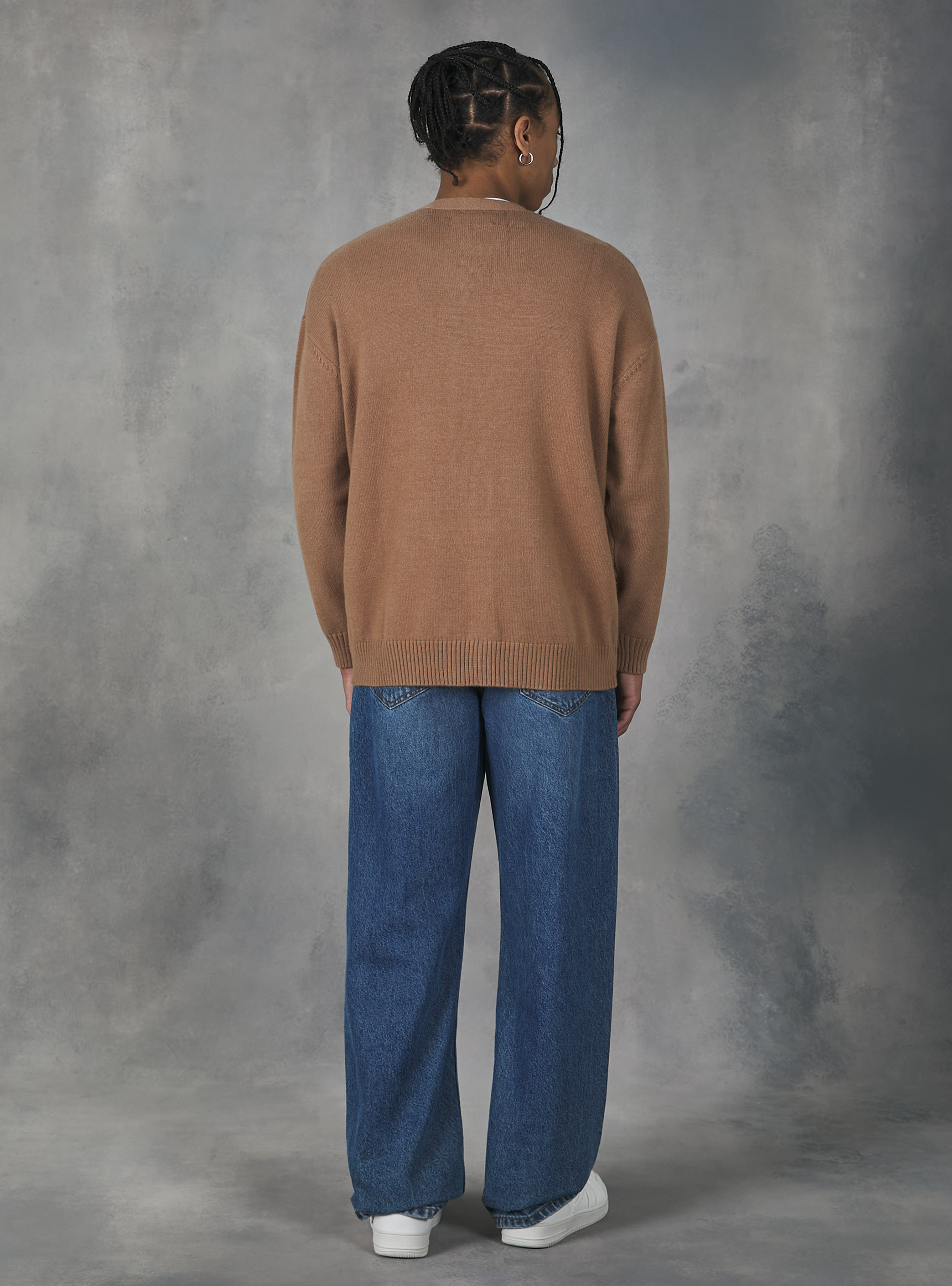 Cardigan pullover with buttons, MBG3 BEIGE MEL LIGHT