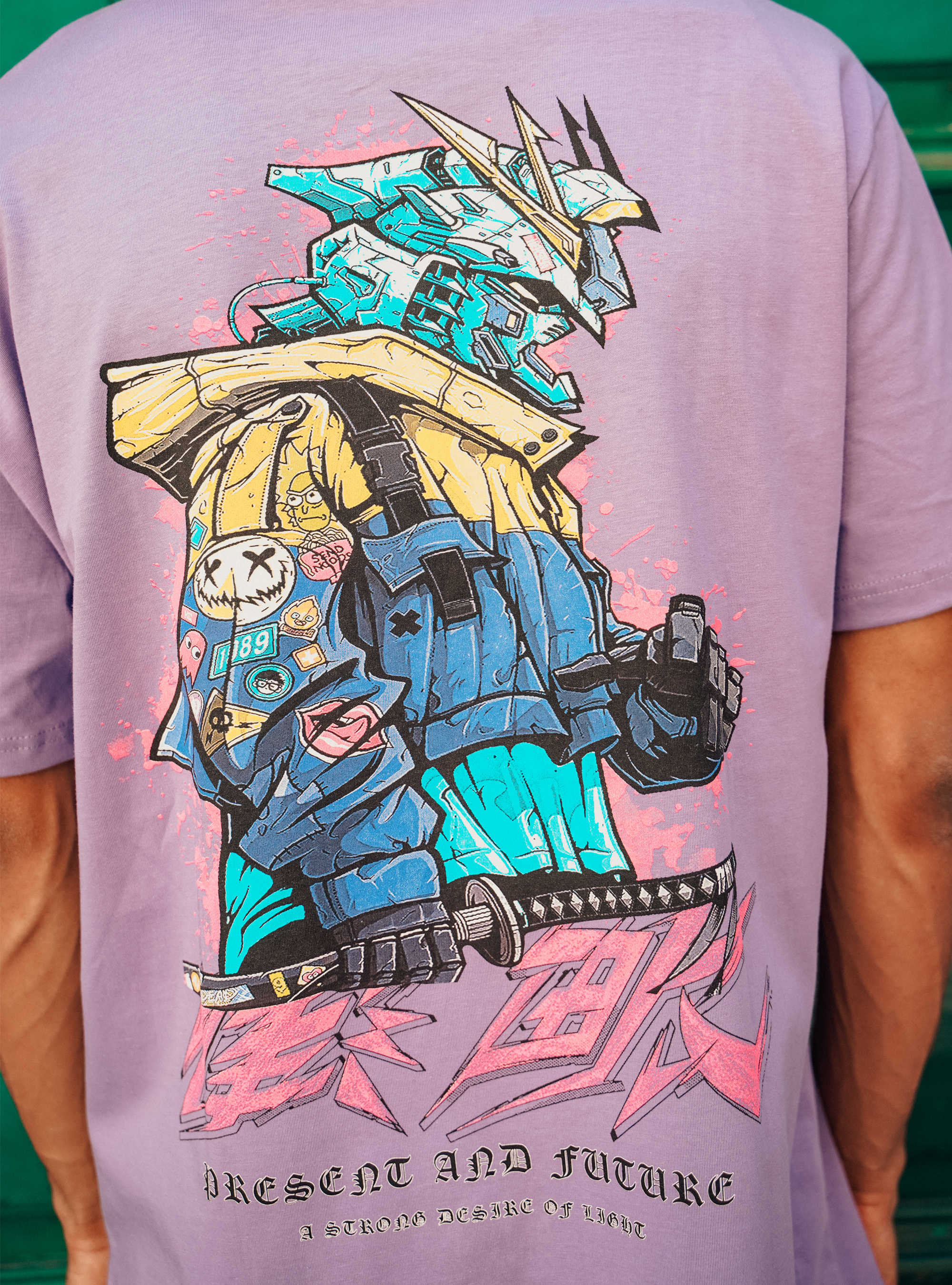 T-shirt with Japanese print, LC2 MEDIUM LILLAC