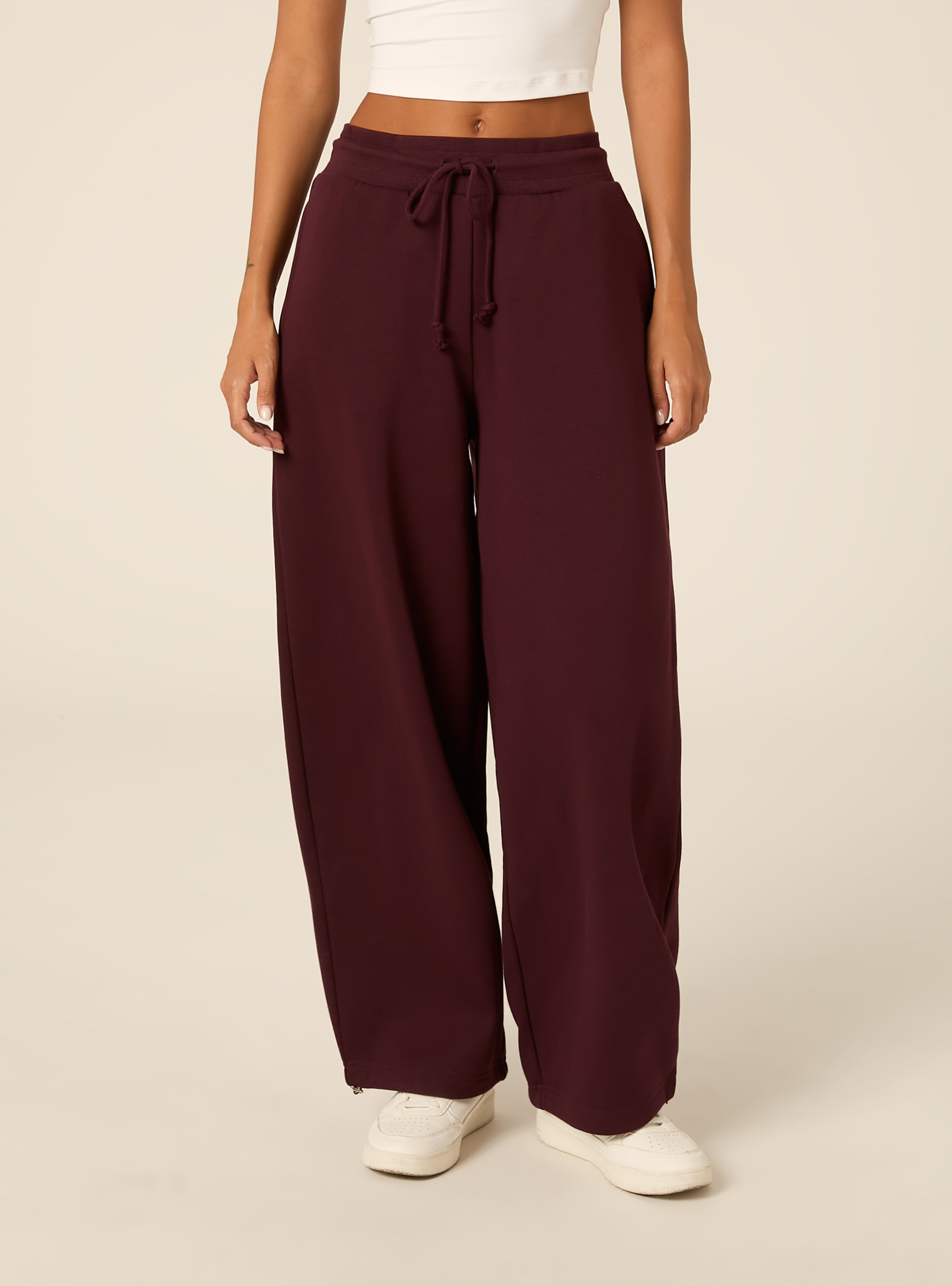 Pantaloni jogger in felpa barrel, BO1 BORDEAUX DARK